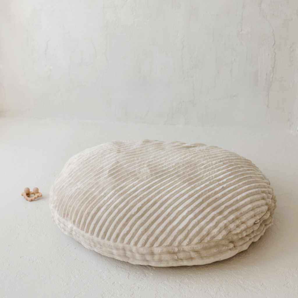 Large Kids Floor Cushion in Soft Ecru Corduroy