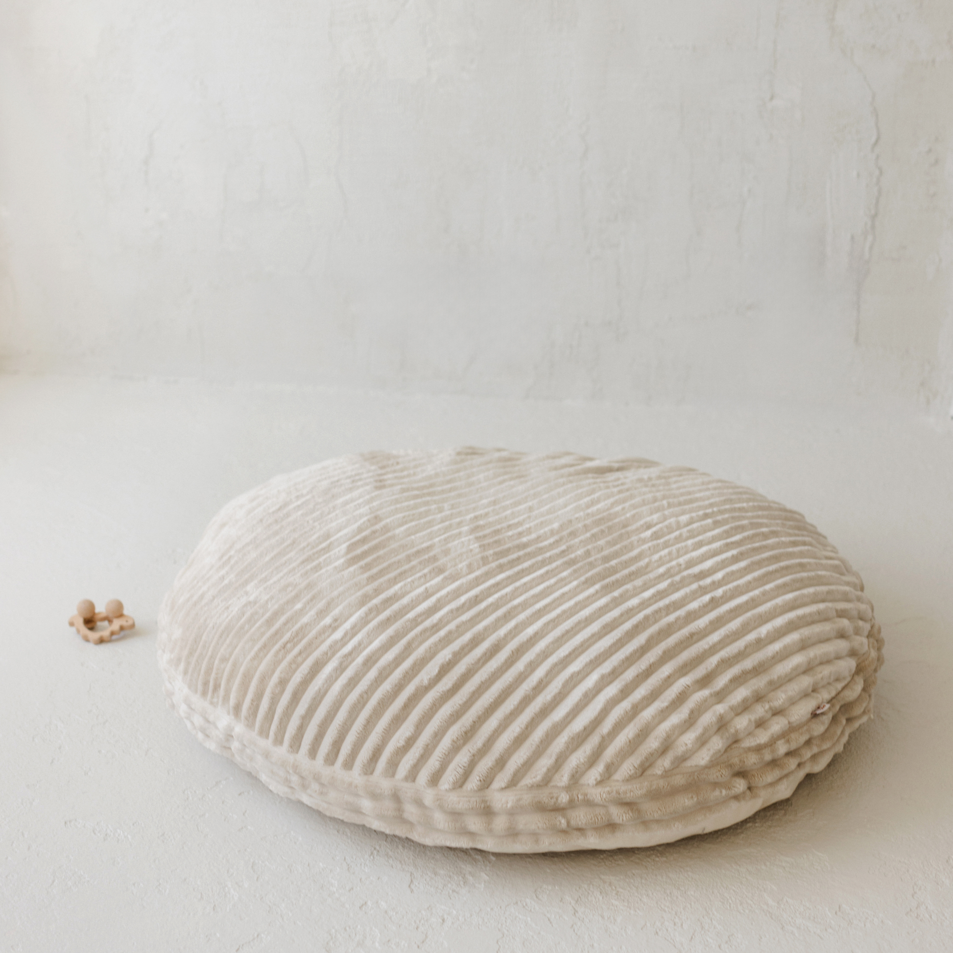 Large Kids Floor Cushion in Soft Ecru Corduroy