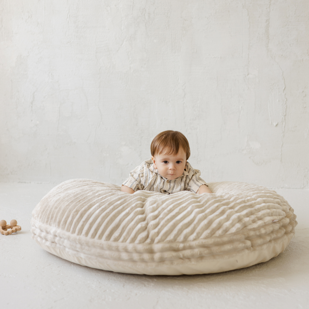 Large Kids Floor Cushion in Soft Ecru Corduroy