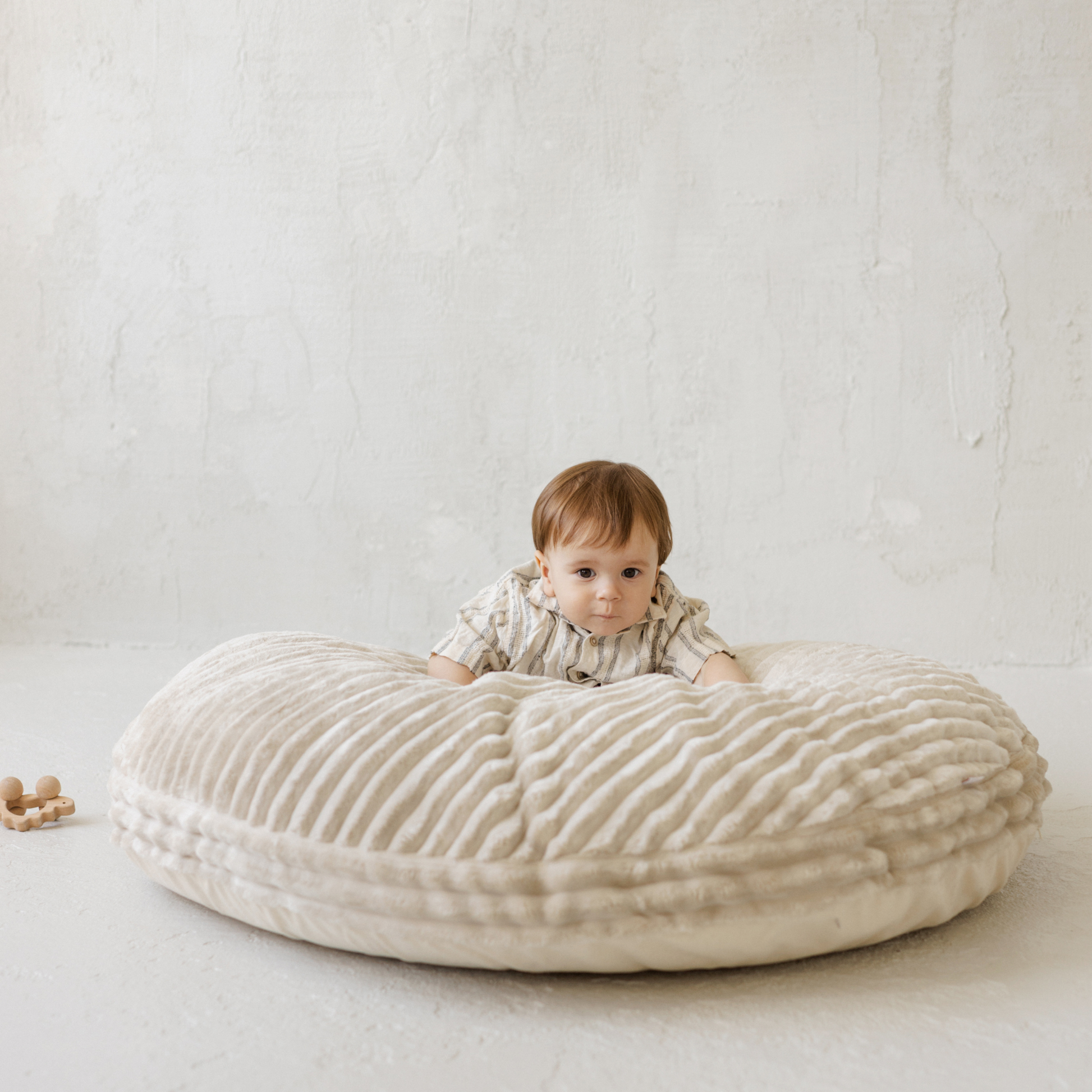 Large Kids Floor Cushion in Soft Ecru Corduroy