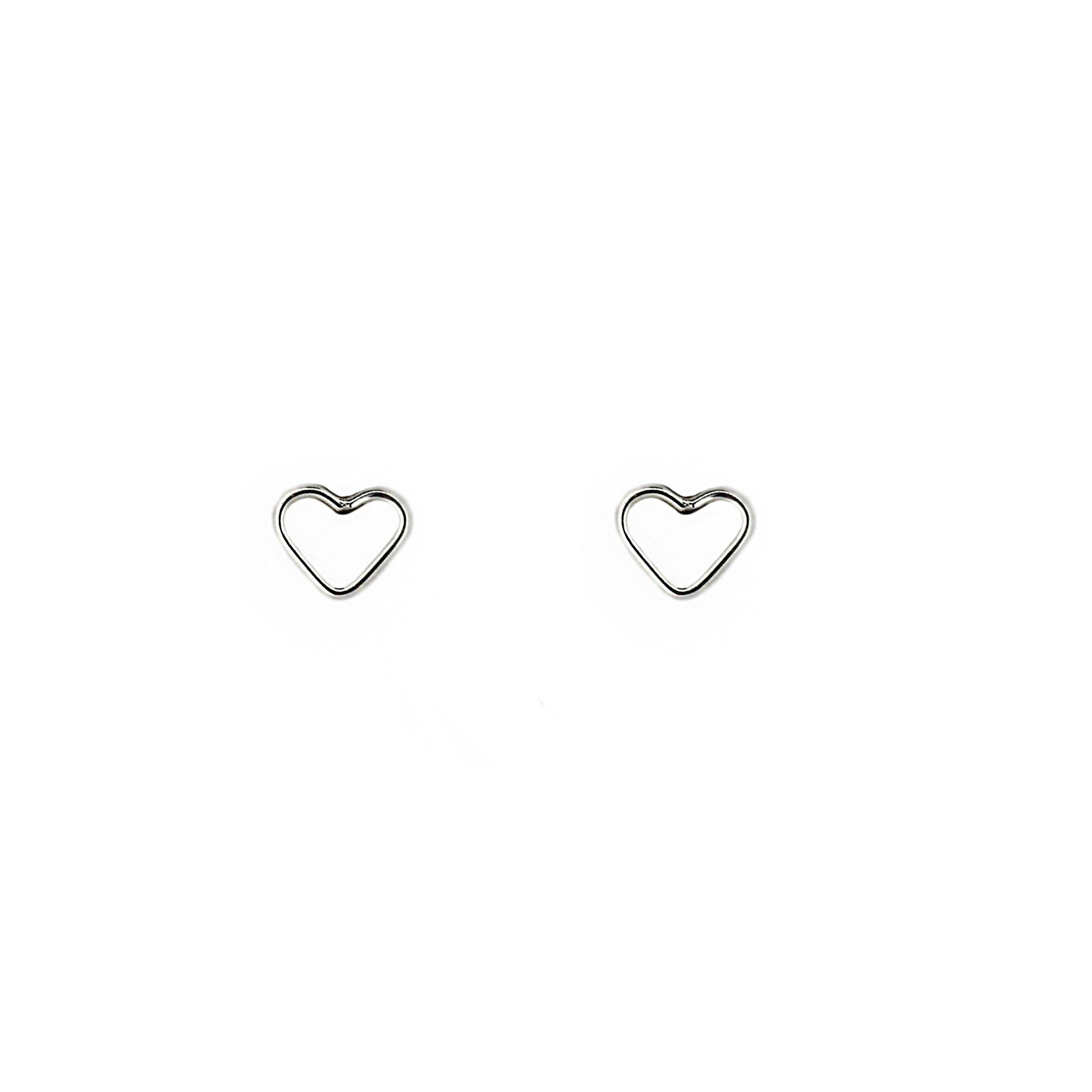 Mini Open Heart Studs in Sterling Silver