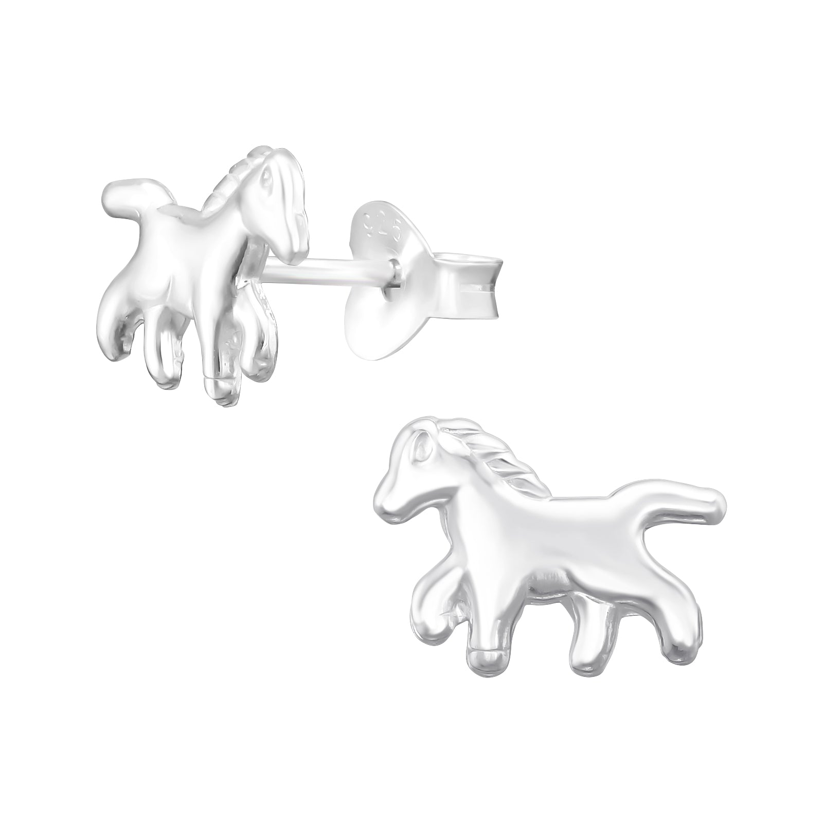 Sterling Silver Horse Stud Earrings