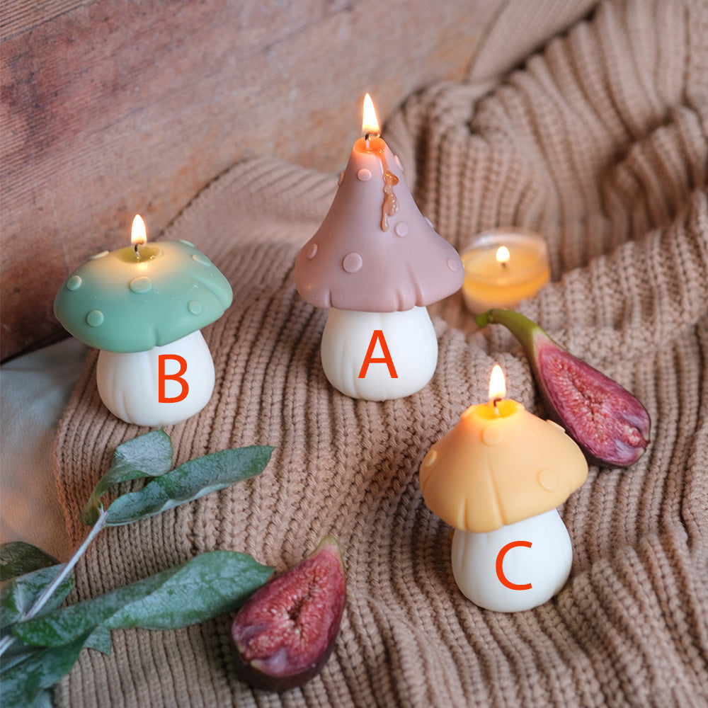 Handcrafted Mushroom Shaped Candles in Pastel