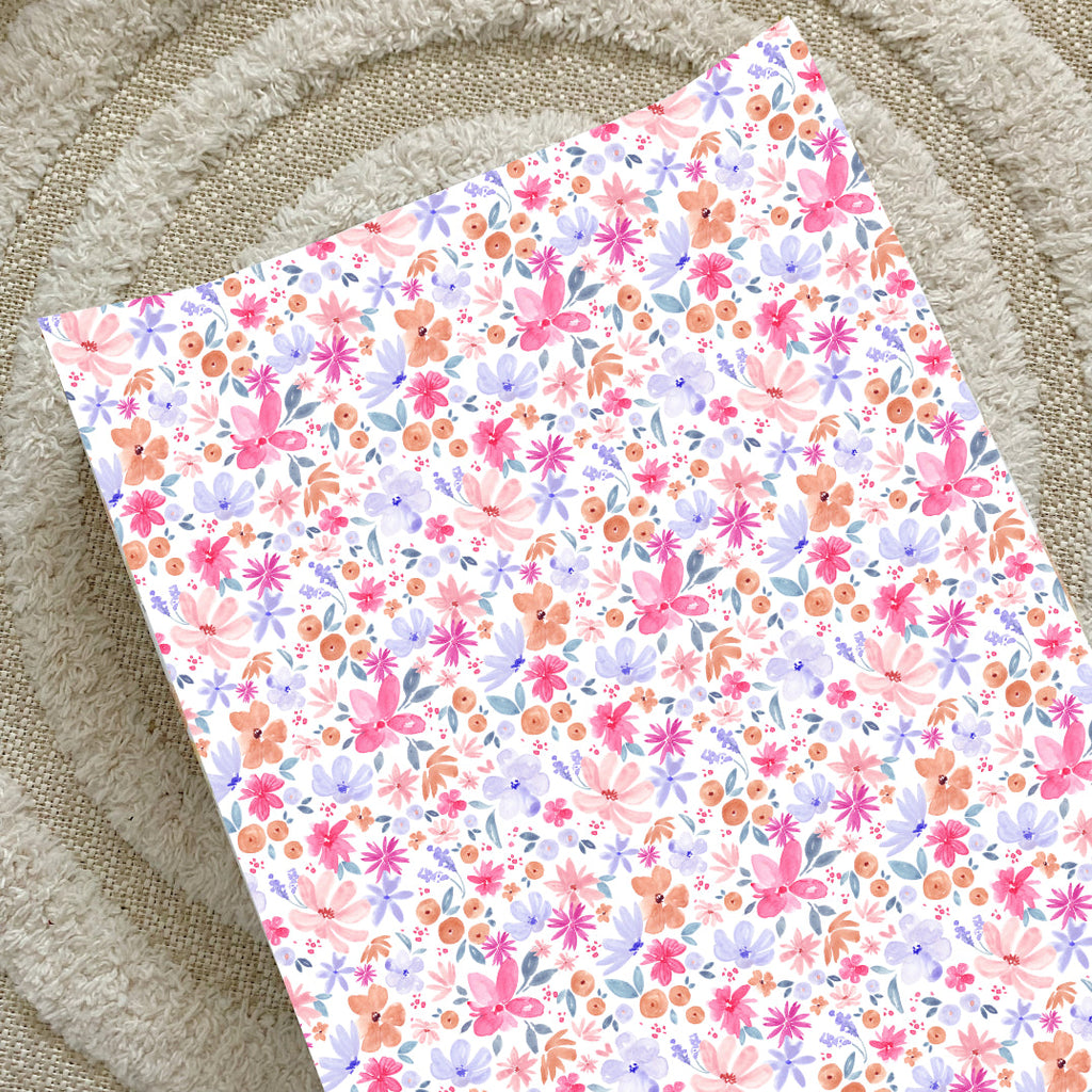 Anti-Roll Wedge Changing Mat - Magenta Pink Floral Print
