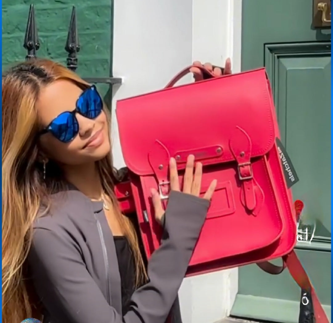 Handmade Leather City Backpack in Magenta