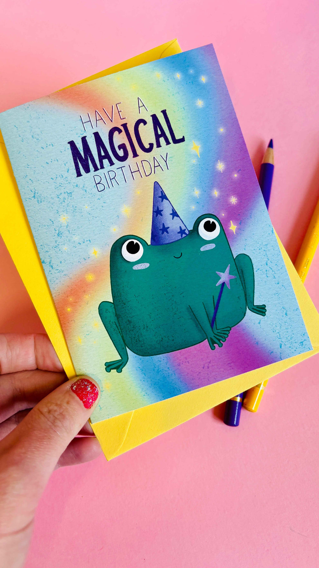 Rainbow Magic Frog Birthday Card Handmade