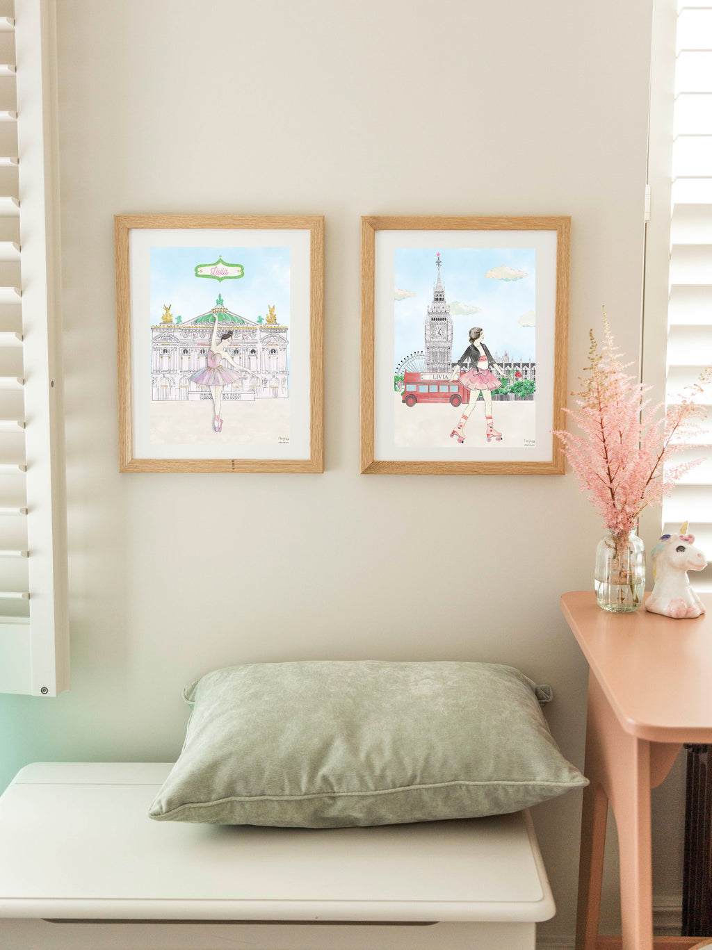 Lady on Rollers with Big Ben Wall Art Print