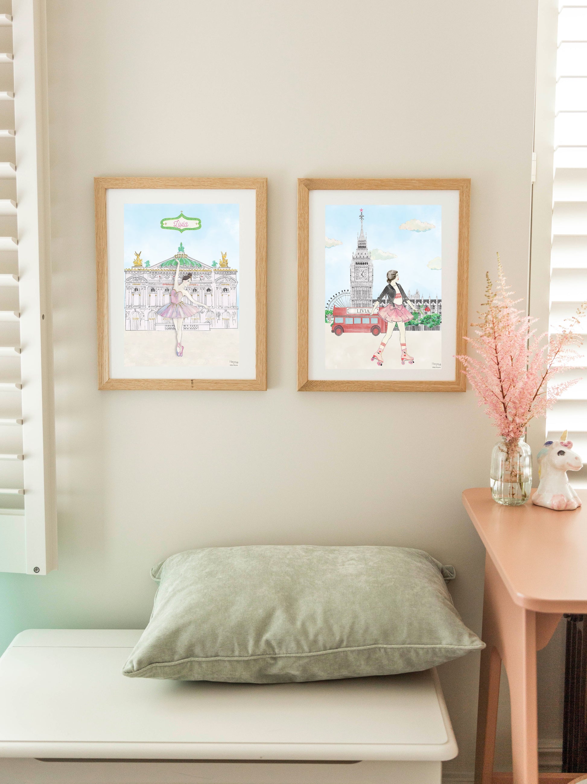 Lady on Rollers with Big Ben Wall Art Print
