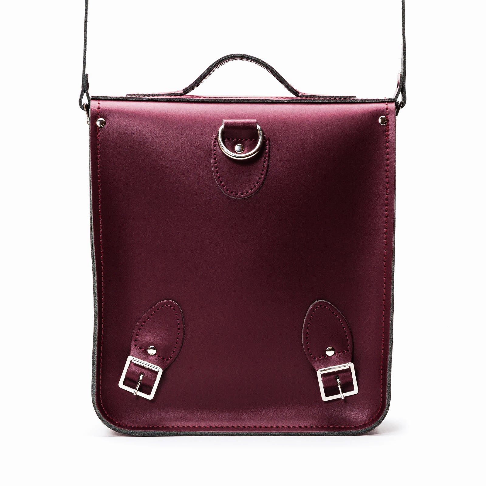 Handmade Leather City Backpack in Marsala Red