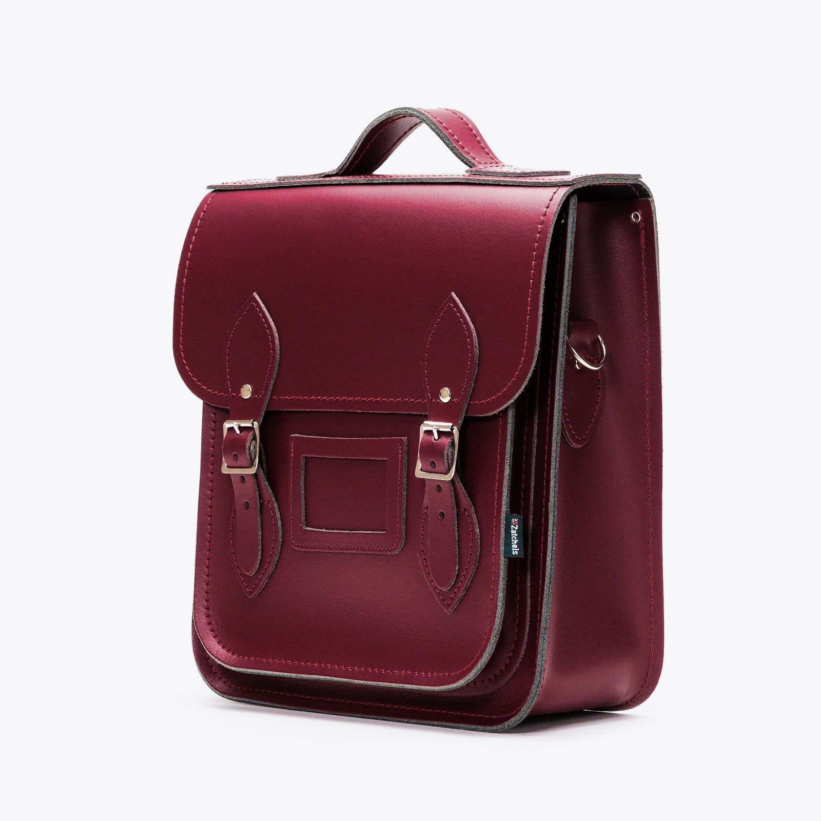 Handmade Leather City Backpack in Marsala Red