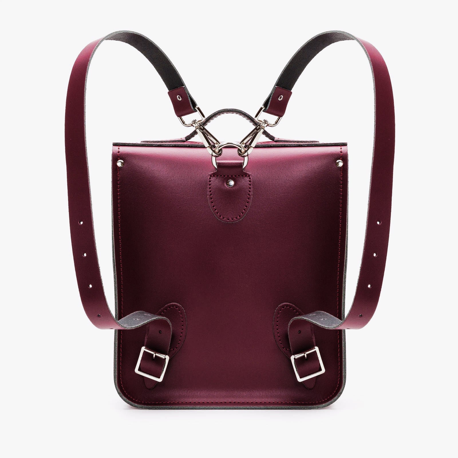 Handmade Leather City Backpack in Marsala Red
