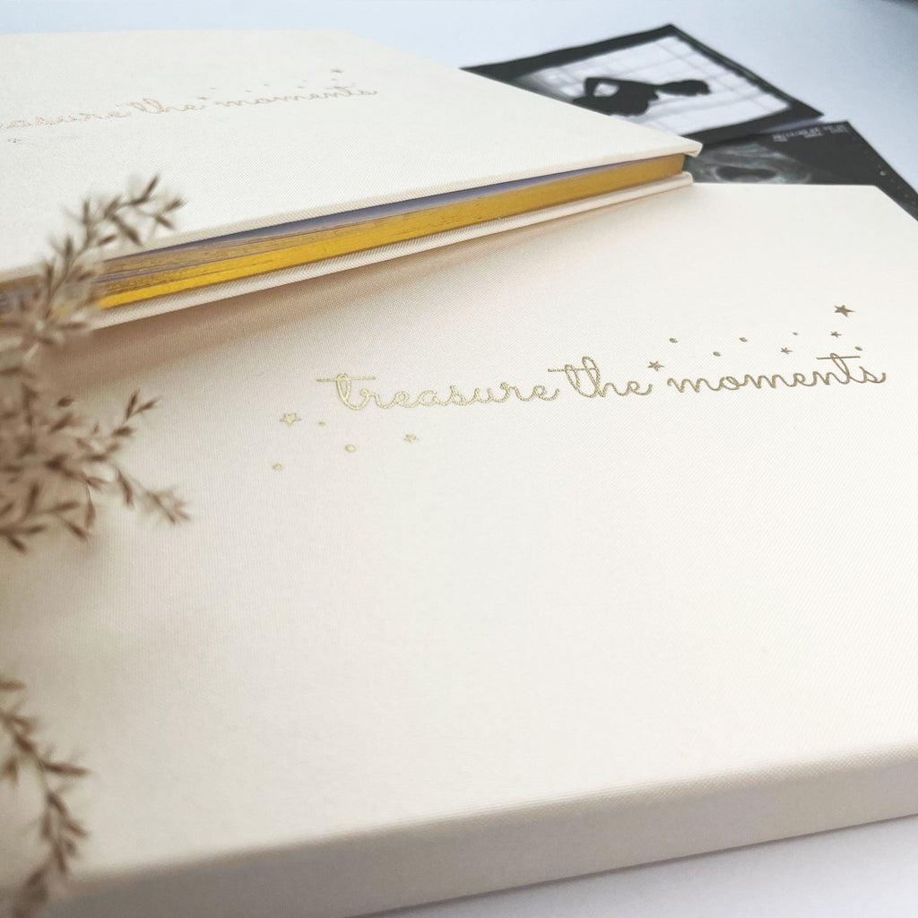 Luxury Baby Memory Book with Ivory Linen Cover