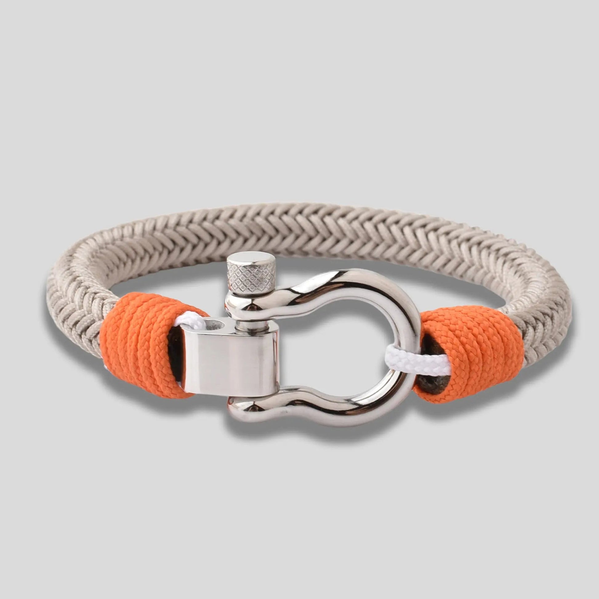 Grey Nylon Stainless Steel Shackle Bracelet for Men
