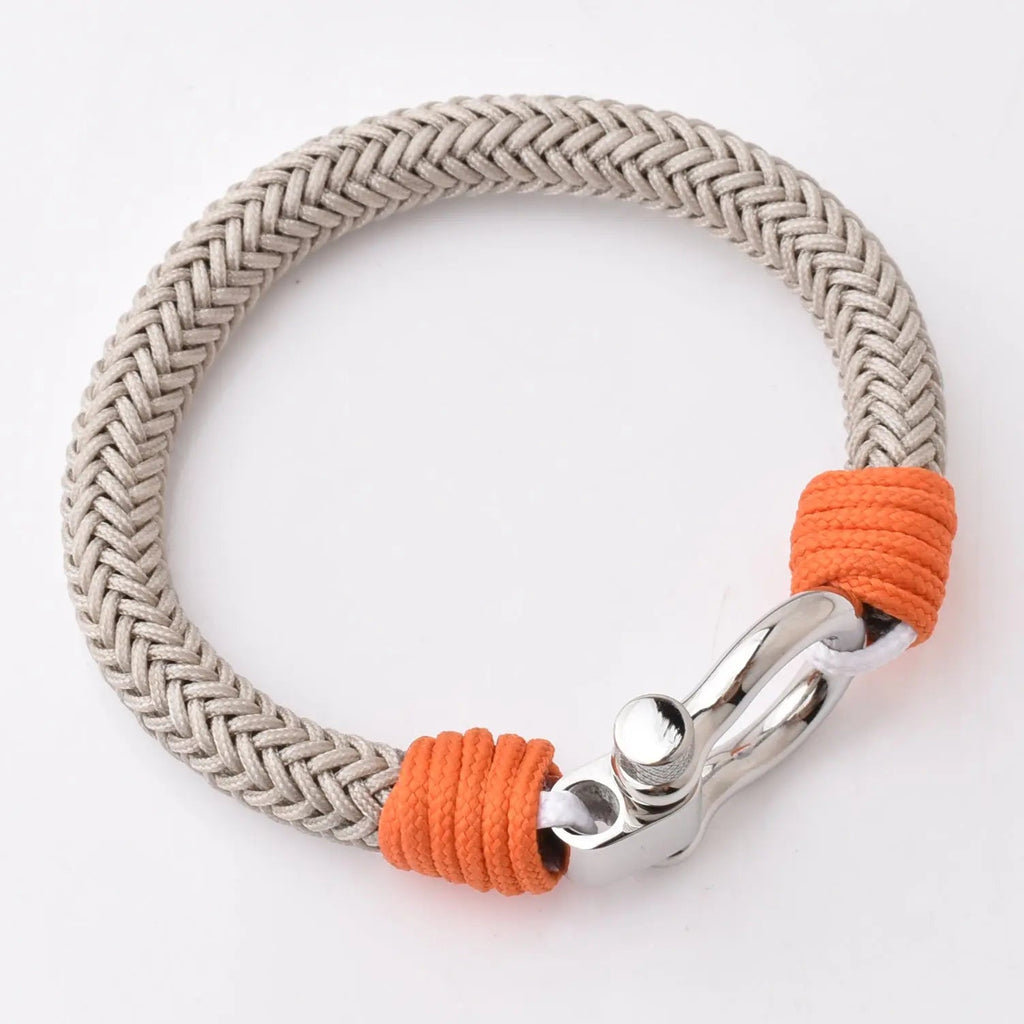 Grey Nylon Stainless Steel Shackle Bracelet for Men