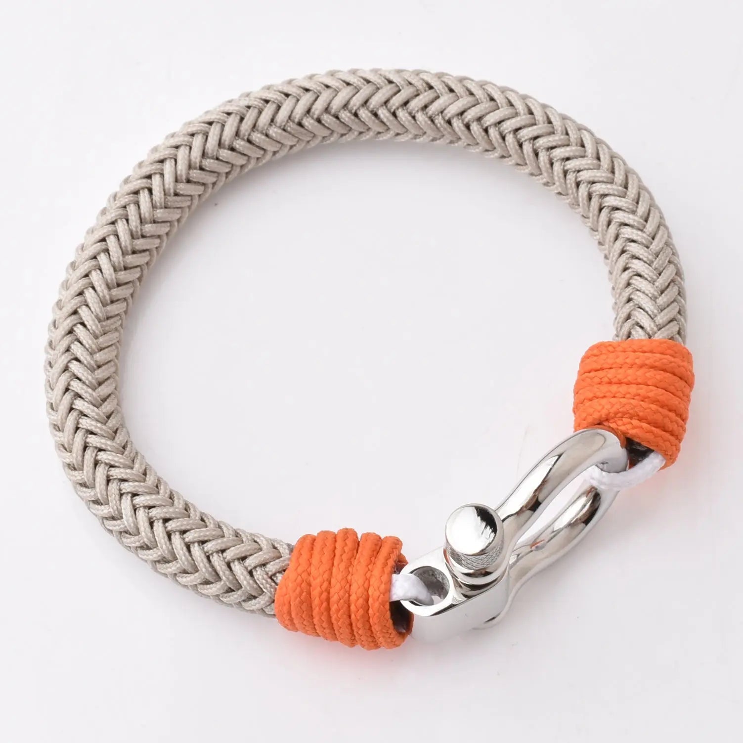 Grey Nylon Stainless Steel Shackle Bracelet for Men
