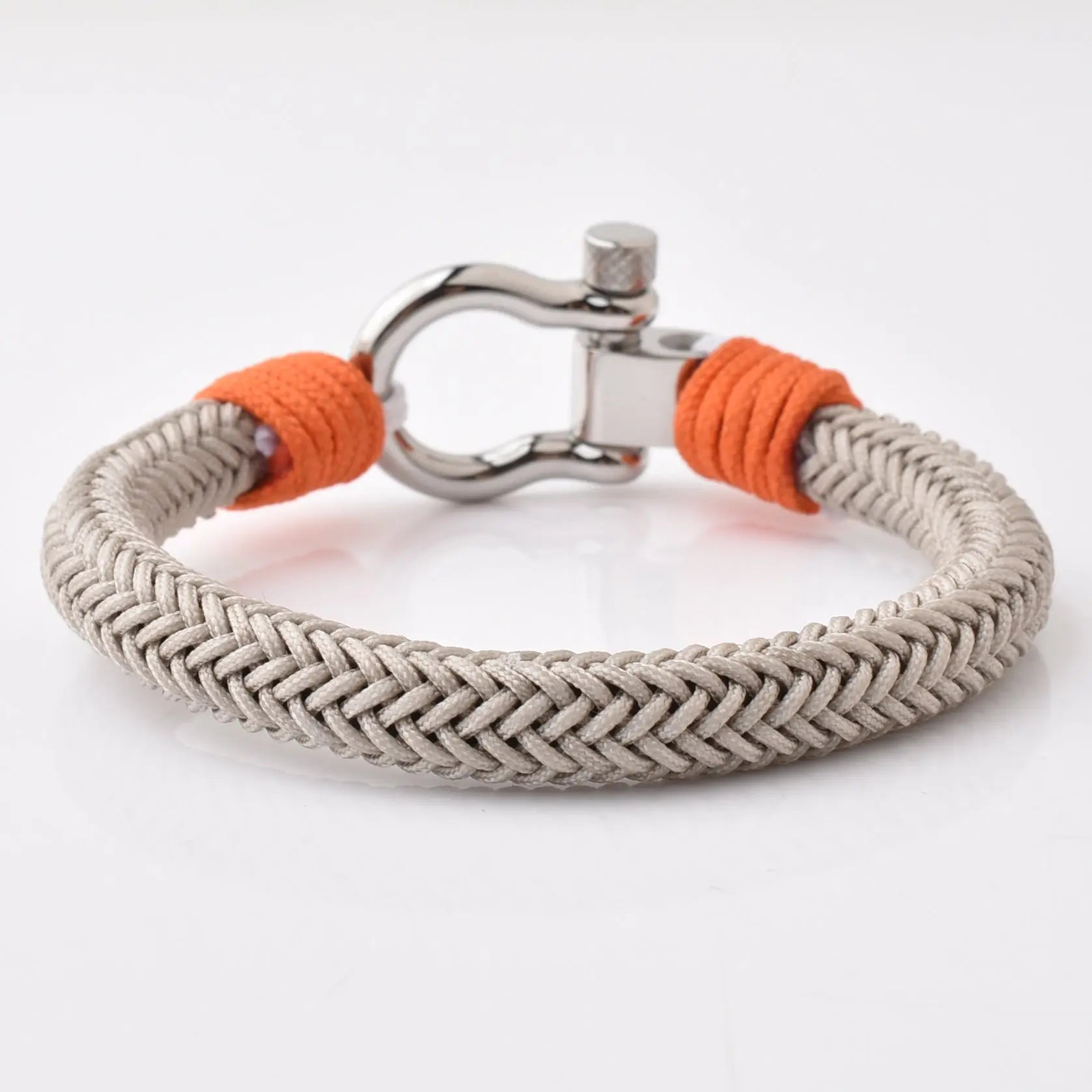 Grey Nylon Stainless Steel Shackle Bracelet for Men