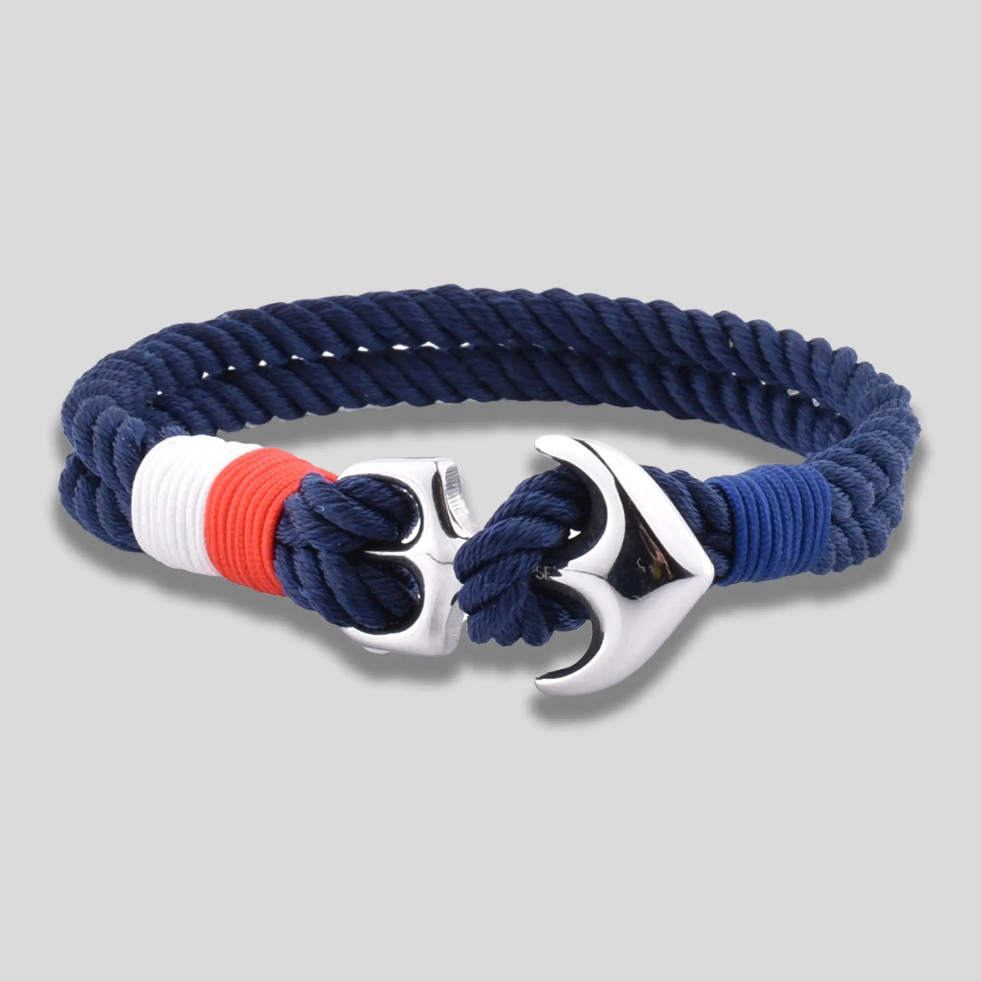 Men's Nautical Nylon Thread Bracelet with Steel Anchor