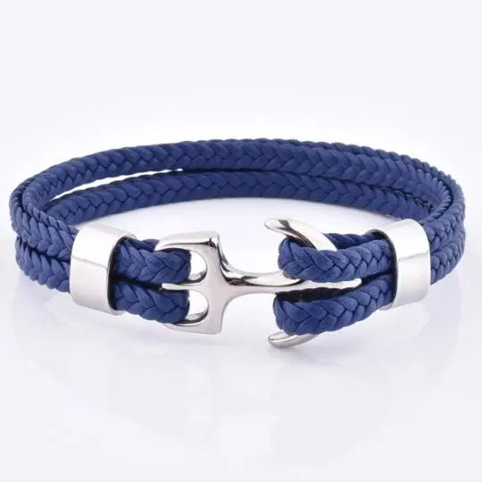Men's Navy Blue Anchor Bracelet