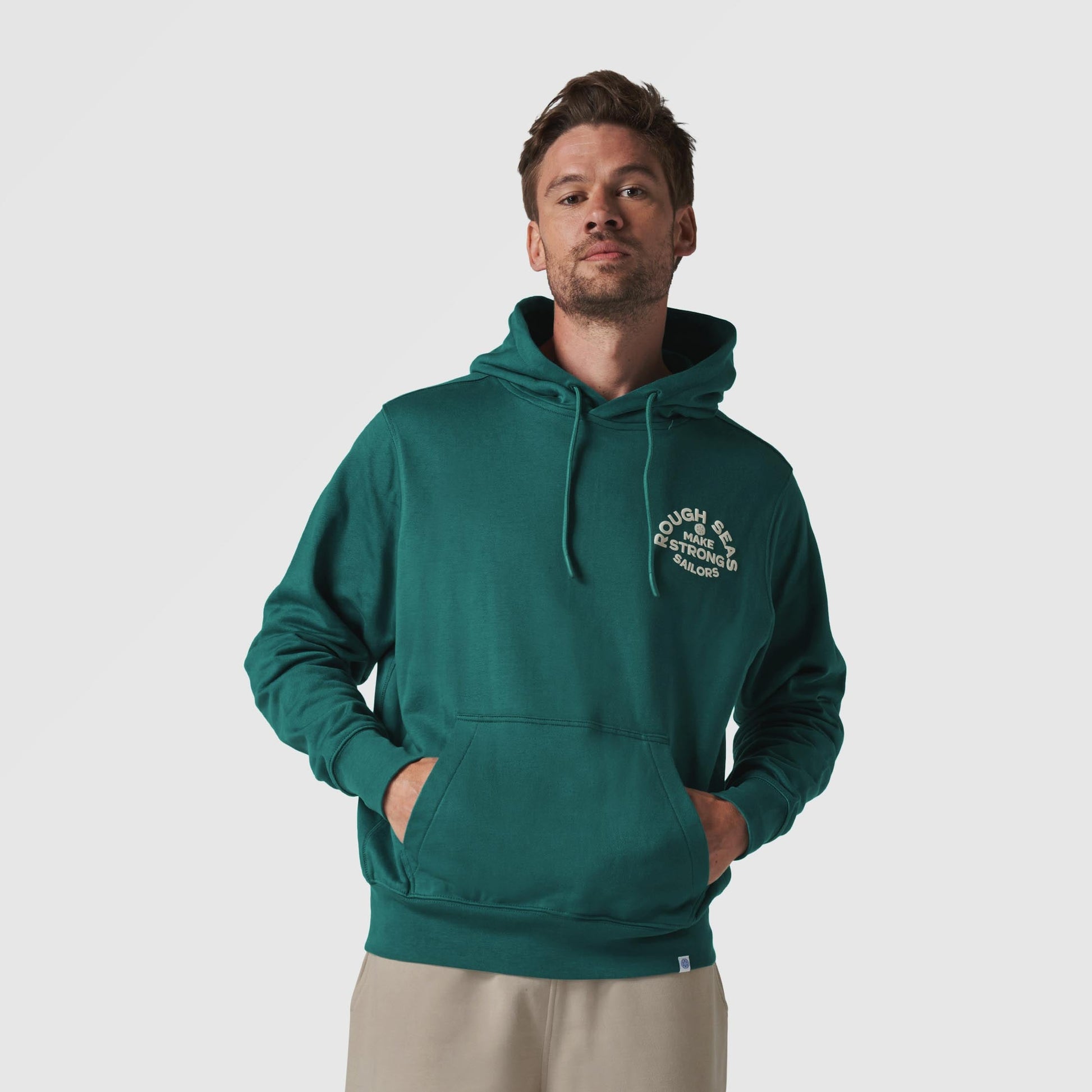 Men's Green Hoodie Rough Seas Make Strong Sailors