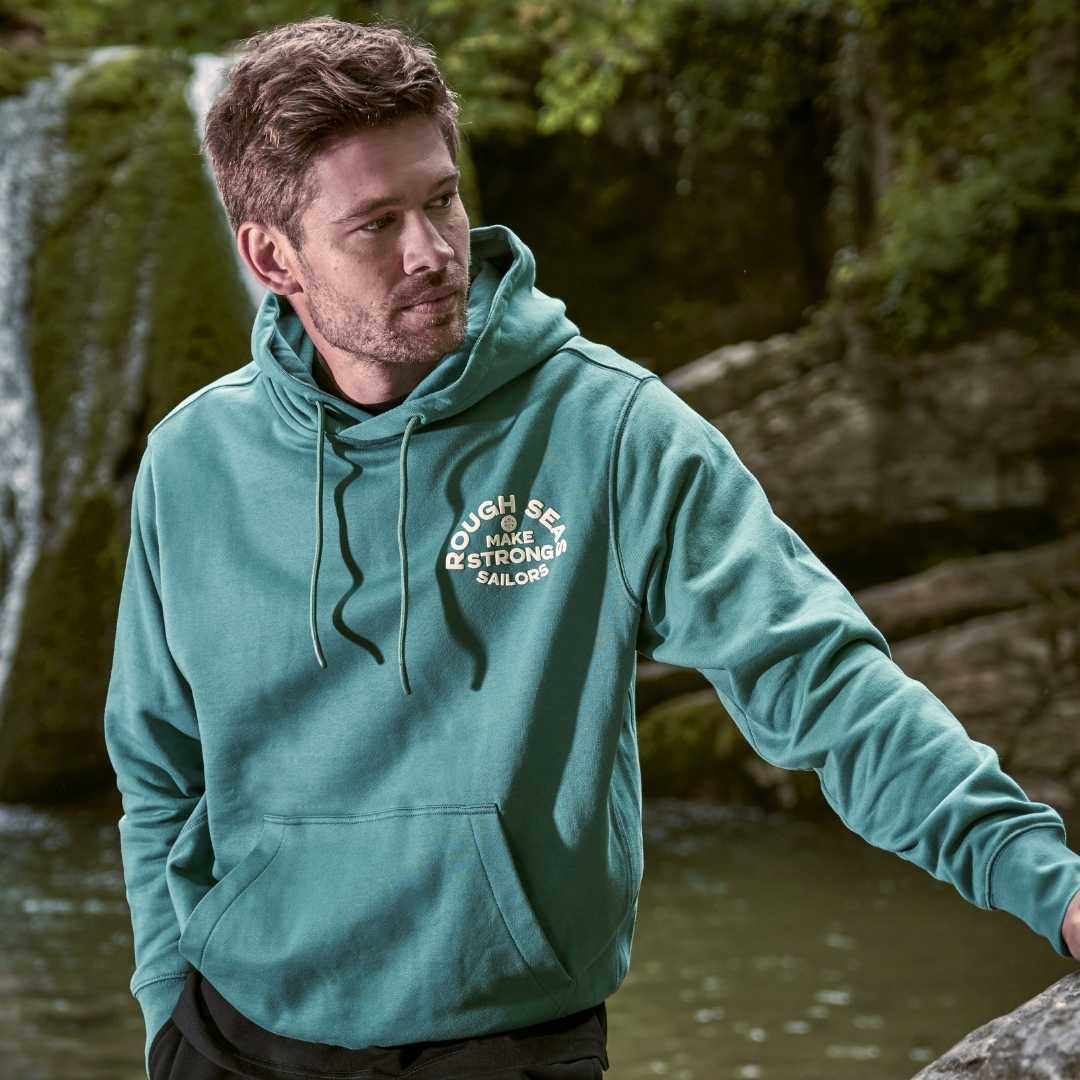 Men's Green Hoodie Rough Seas Make Strong Sailors