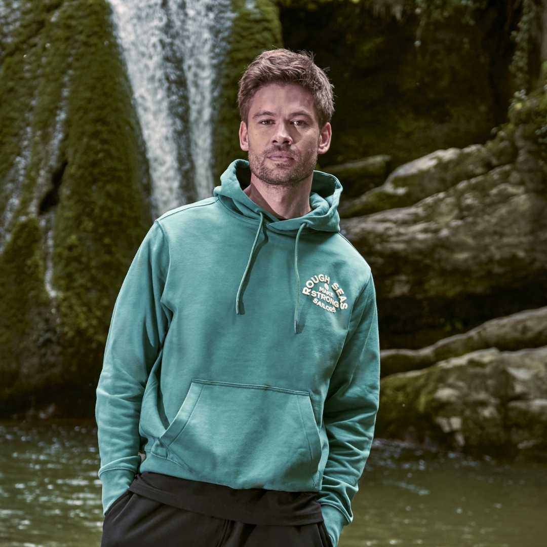 Men's Green Hoodie Rough Seas Make Strong Sailors