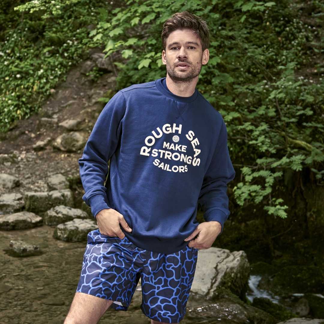 Men's Navy Sweatshirt Rough Seas Make Strong Sailors