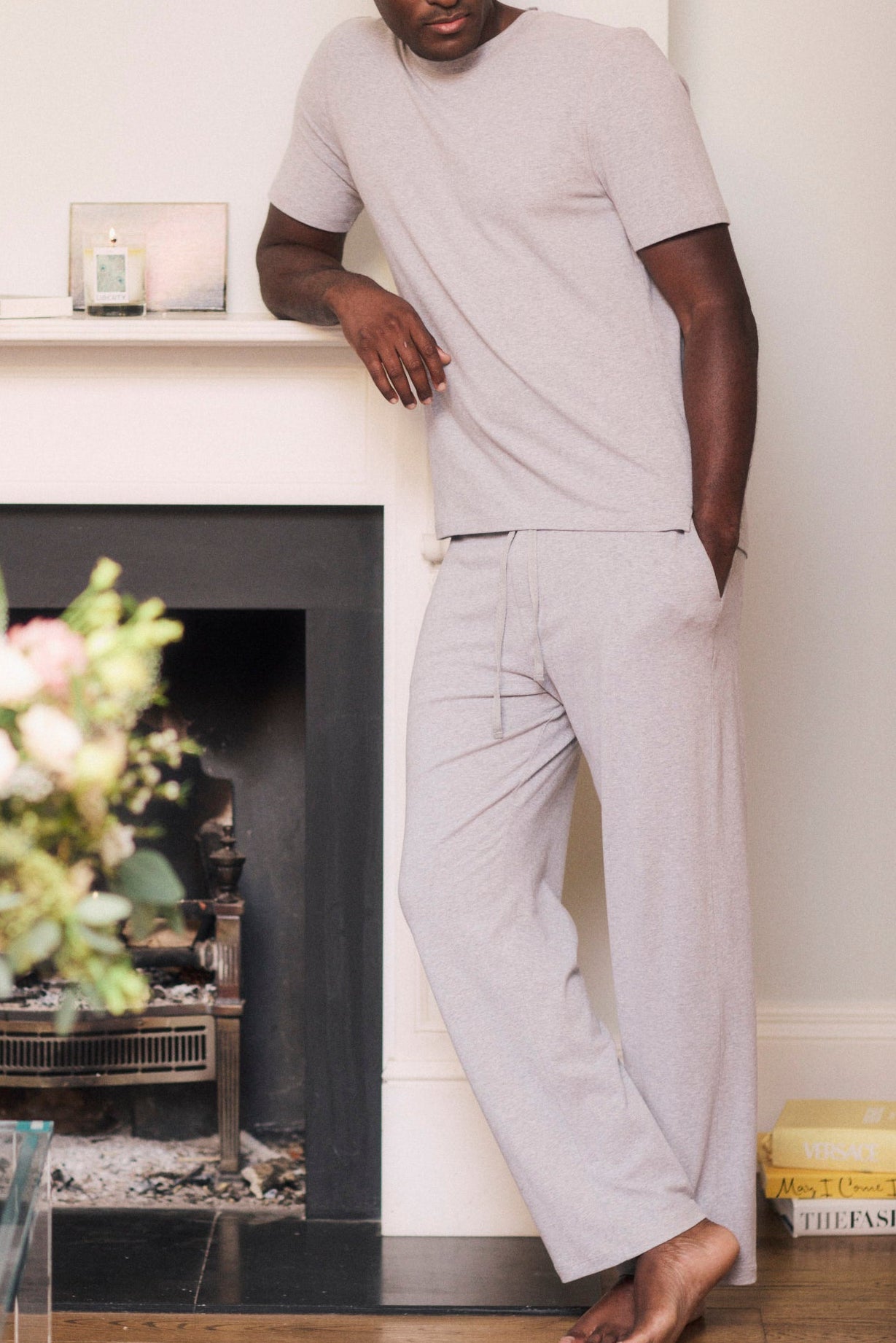 Men's Grey Marl Cotton Modal Lounge Set