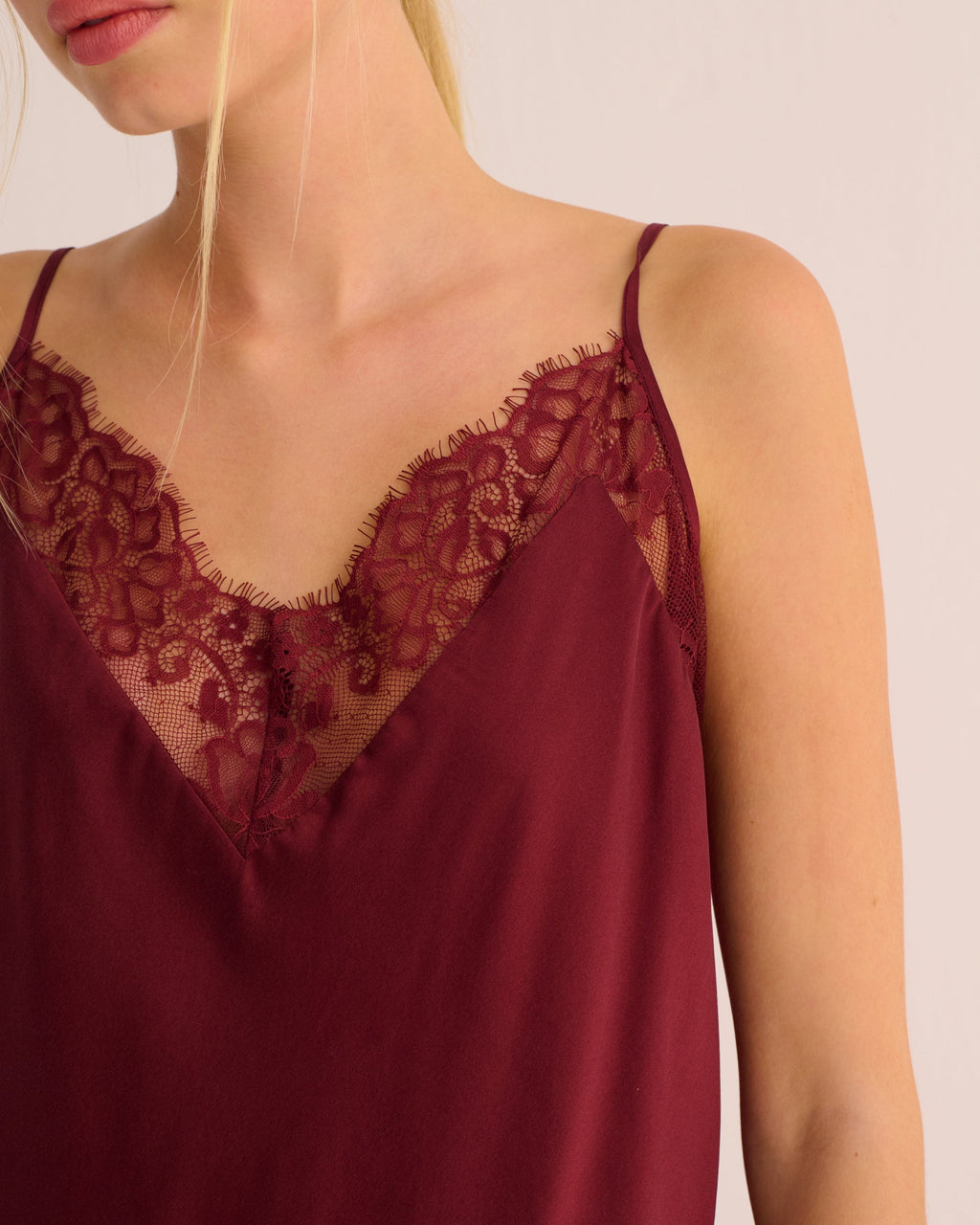 Merlot Washable Organic Stretch Silk Camisole and Shorts Set