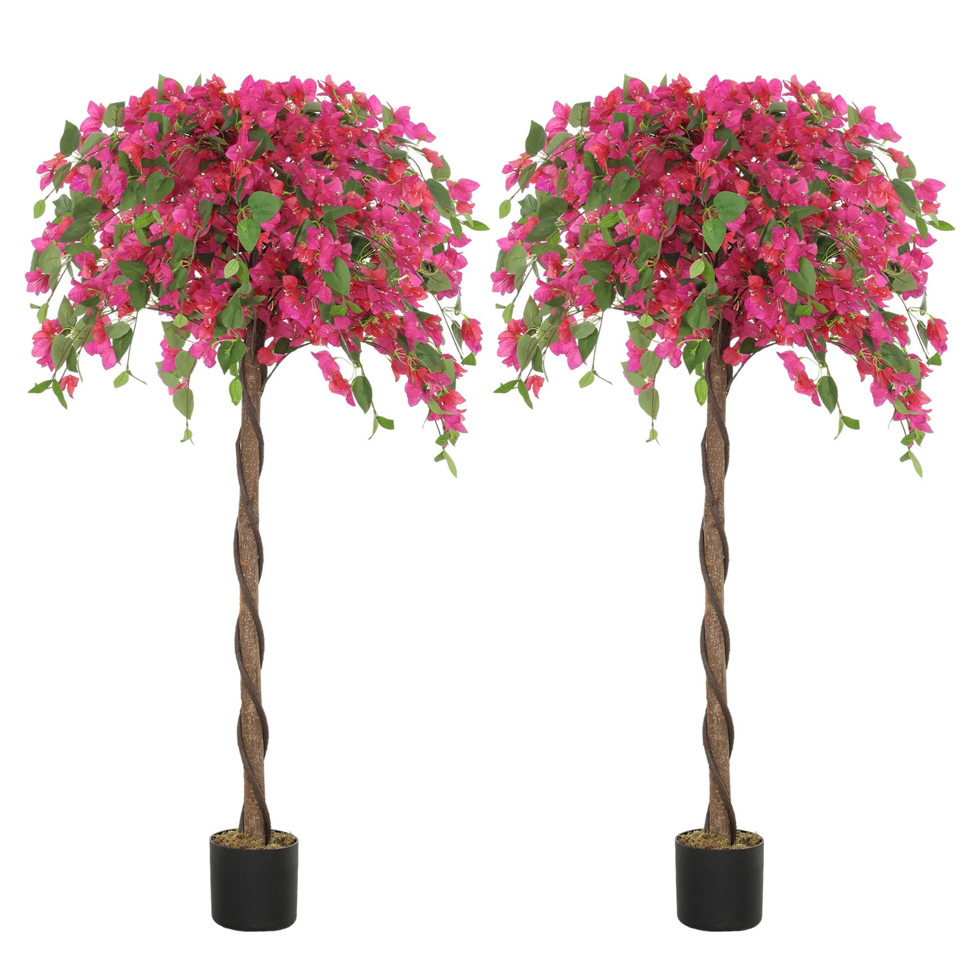 Set of 2 Decorative Artificial Plants Purple and Red Murraya Flowers