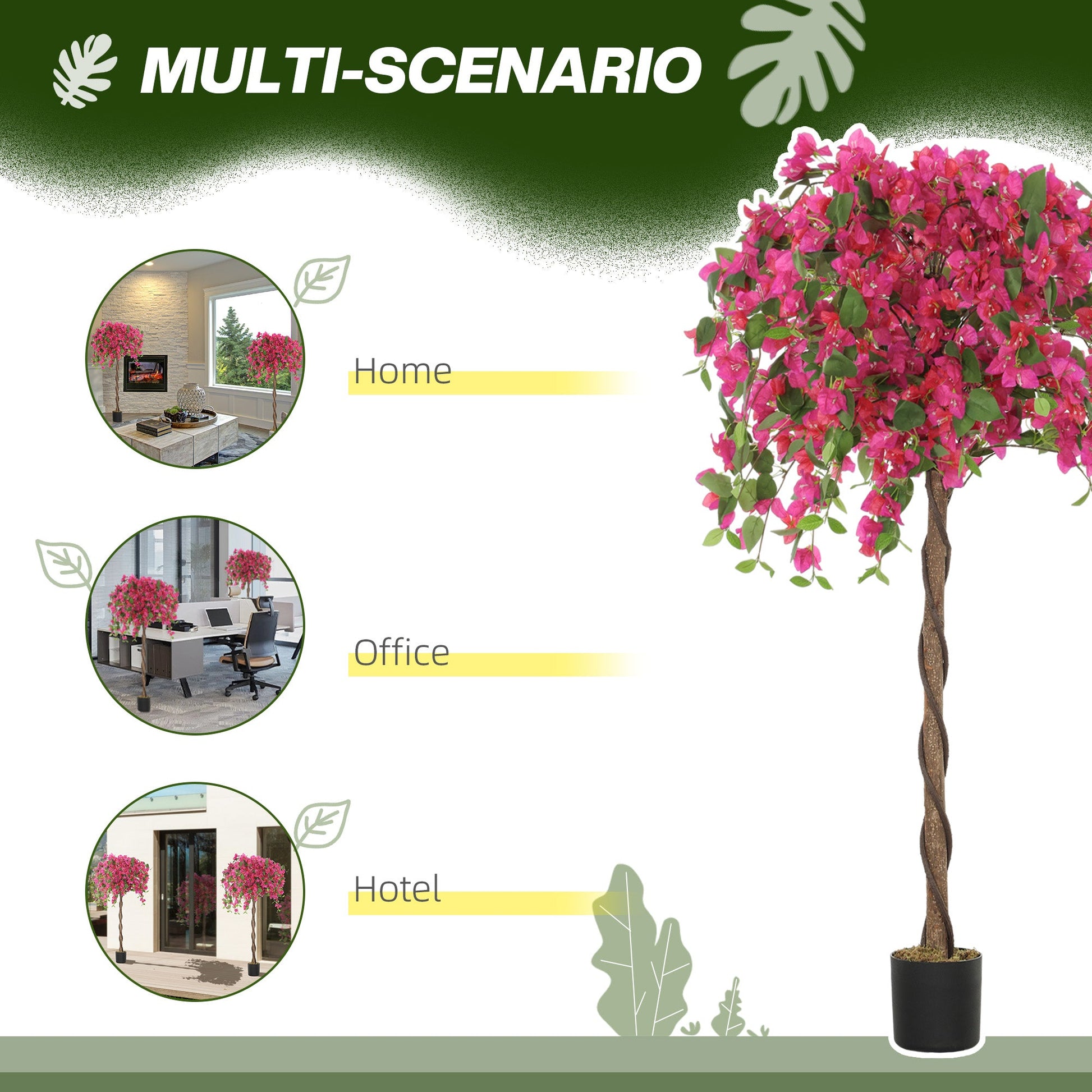 Set of 2 Decorative Artificial Plants Purple and Red Murraya Flowers