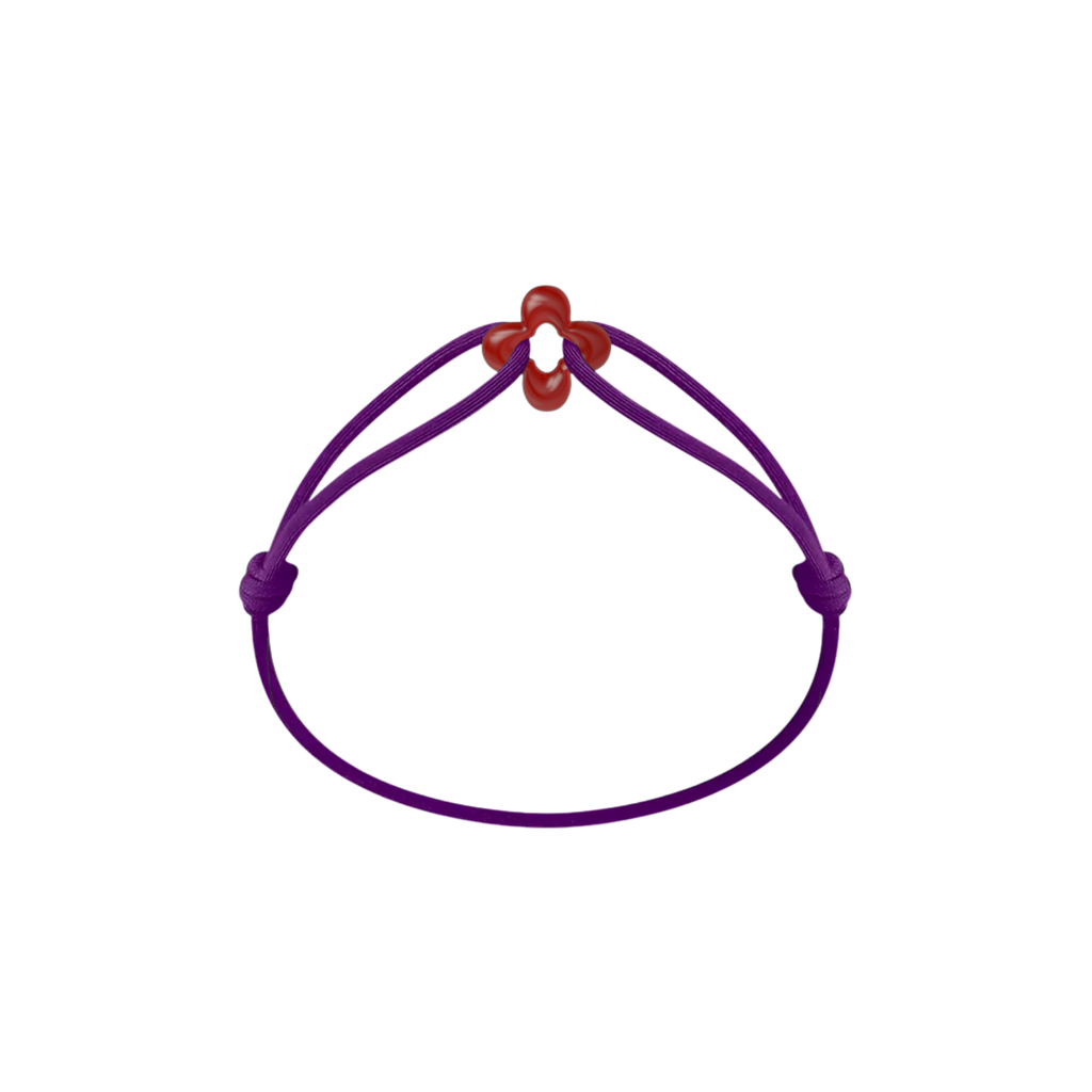 Mini Red Clover Cord Bracelet with Carnelian