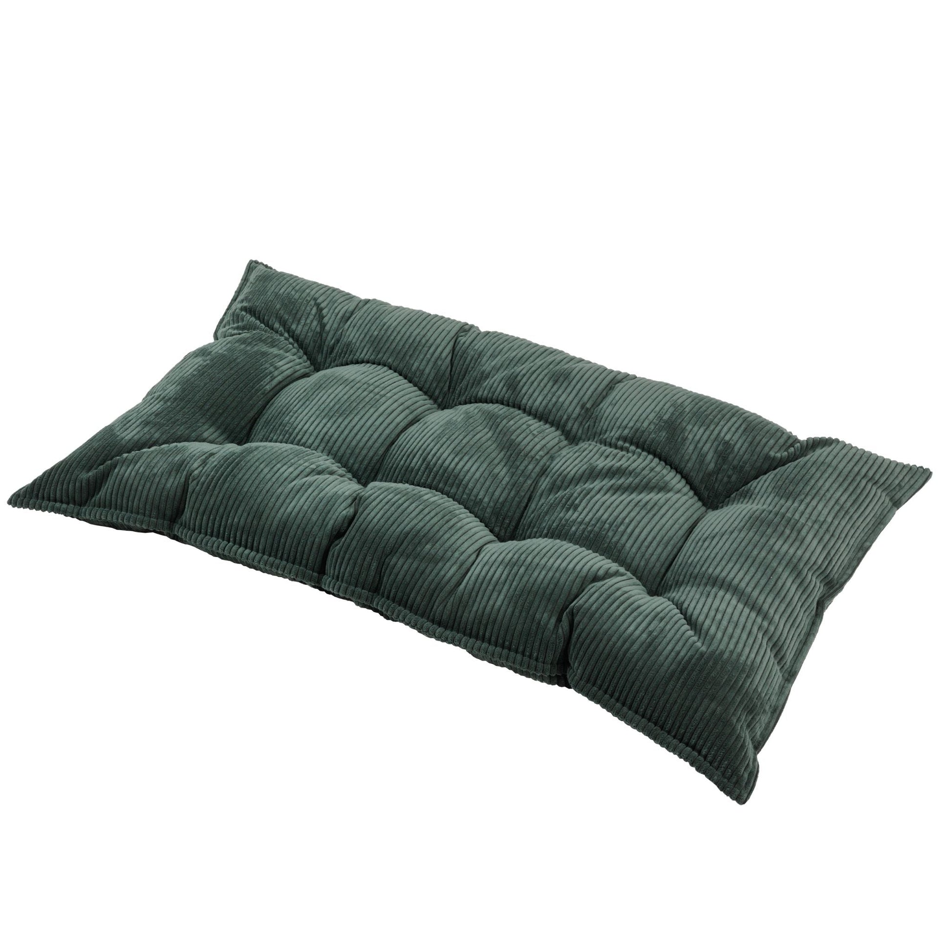 Tufted Corduroy Floor Cushion in Petrol Green