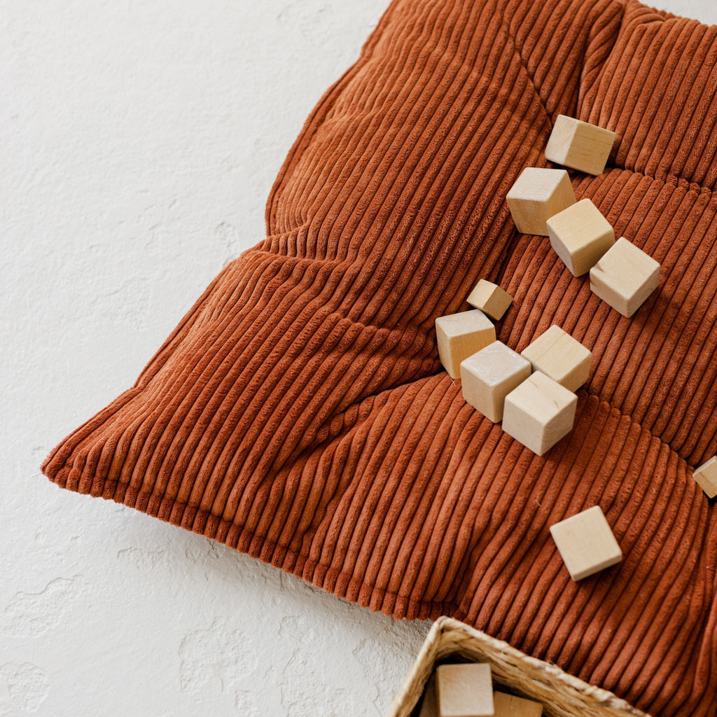 Tufted Corduroy Floor Cushion in Terracotta
