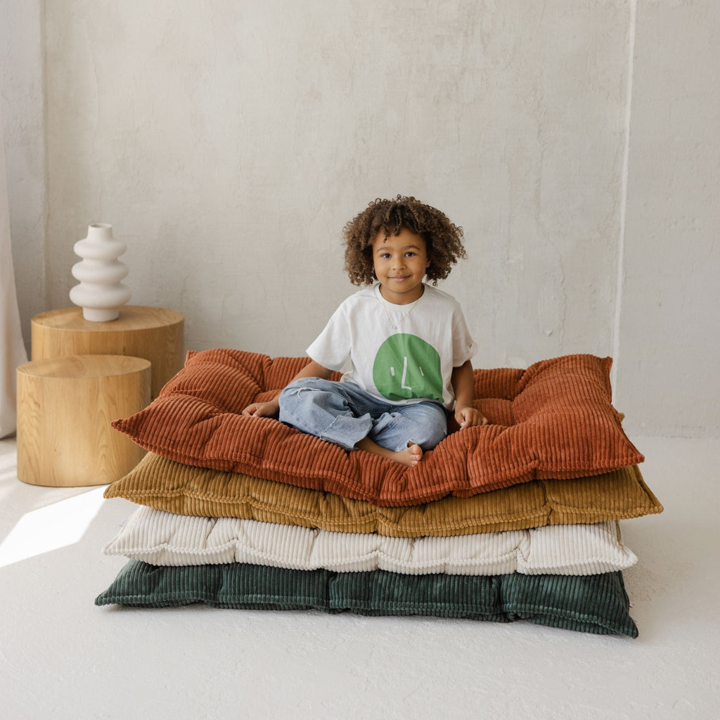 Tufted Corduroy Floor Cushion in Terracotta