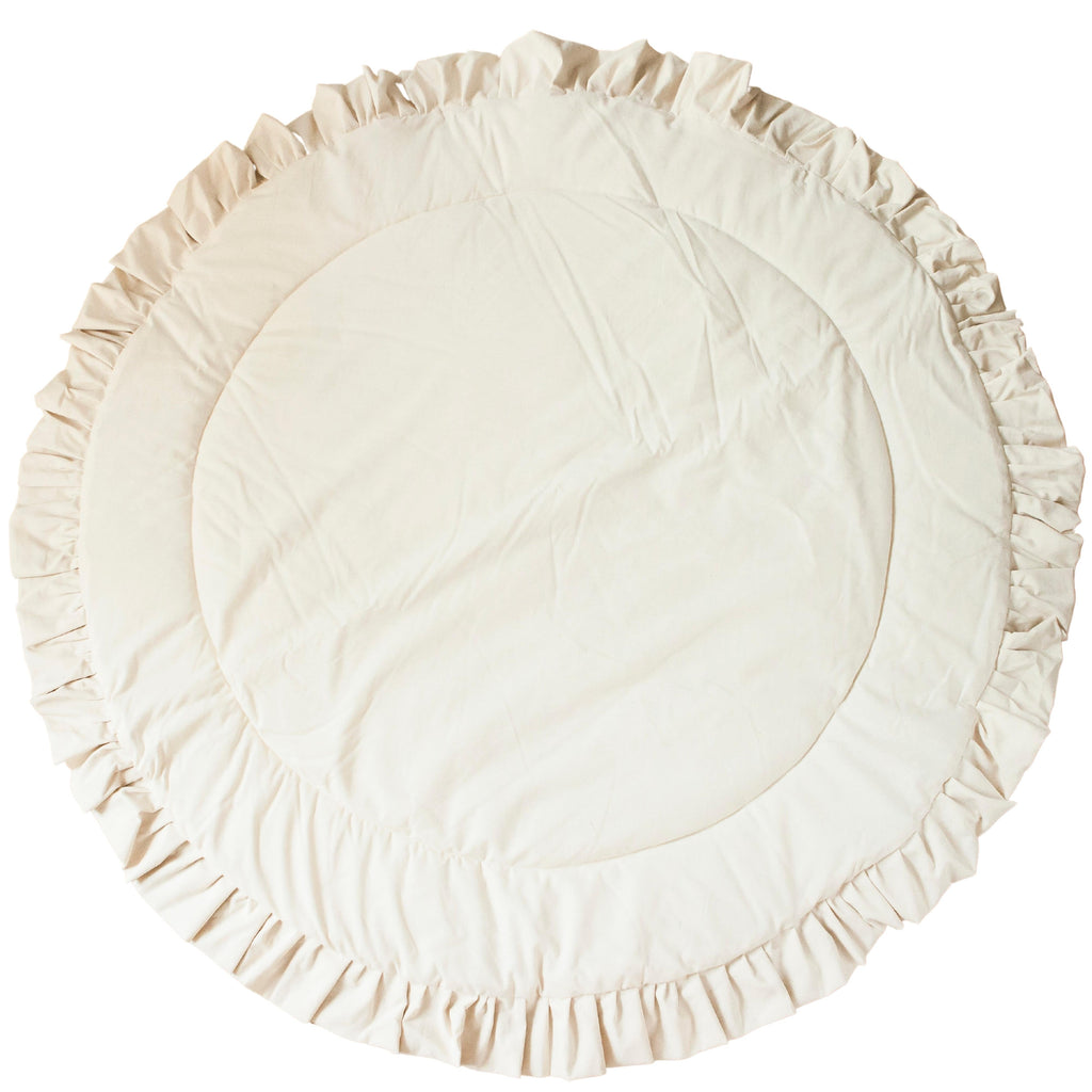 Kids Playmat with Ruffled Border in Ecru