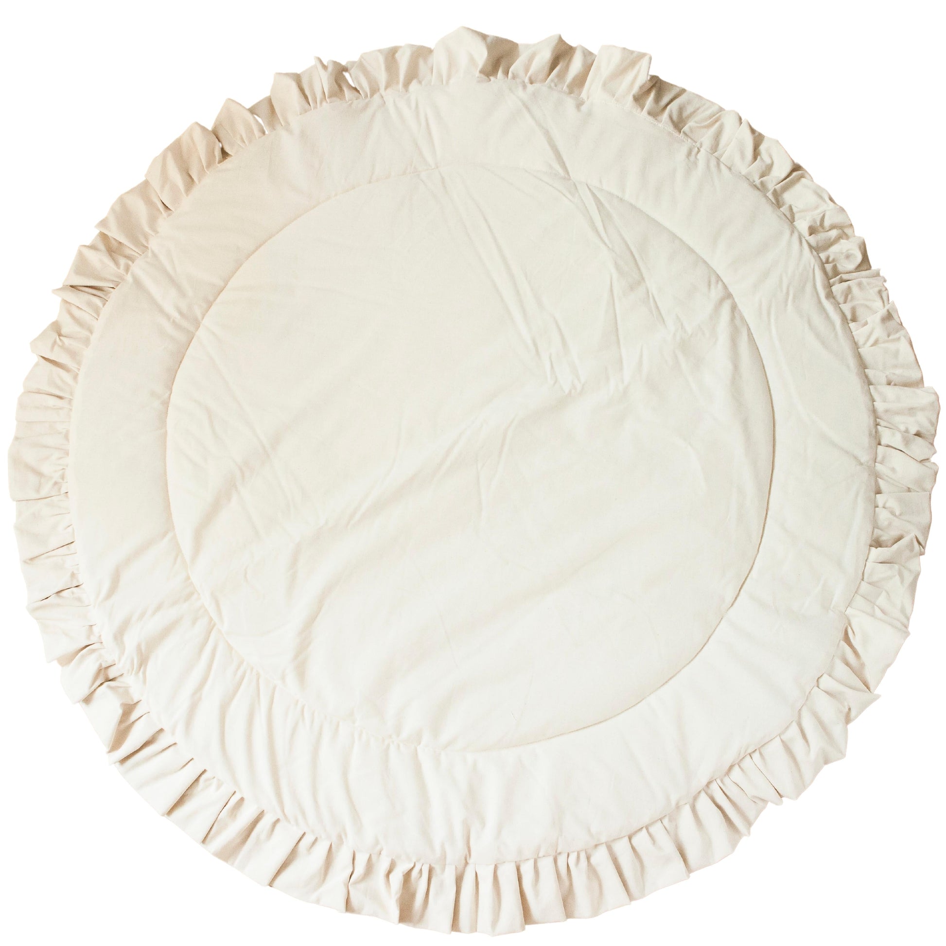 Kids Playmat with Ruffled Border in Ecru