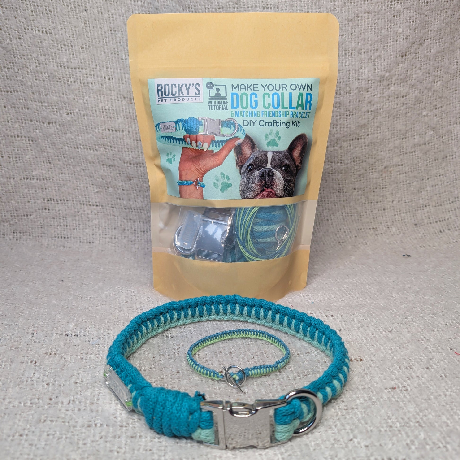 Make Your Own Macrame Dog Collar and Friendship Bracelet Craft Kit in Mint
