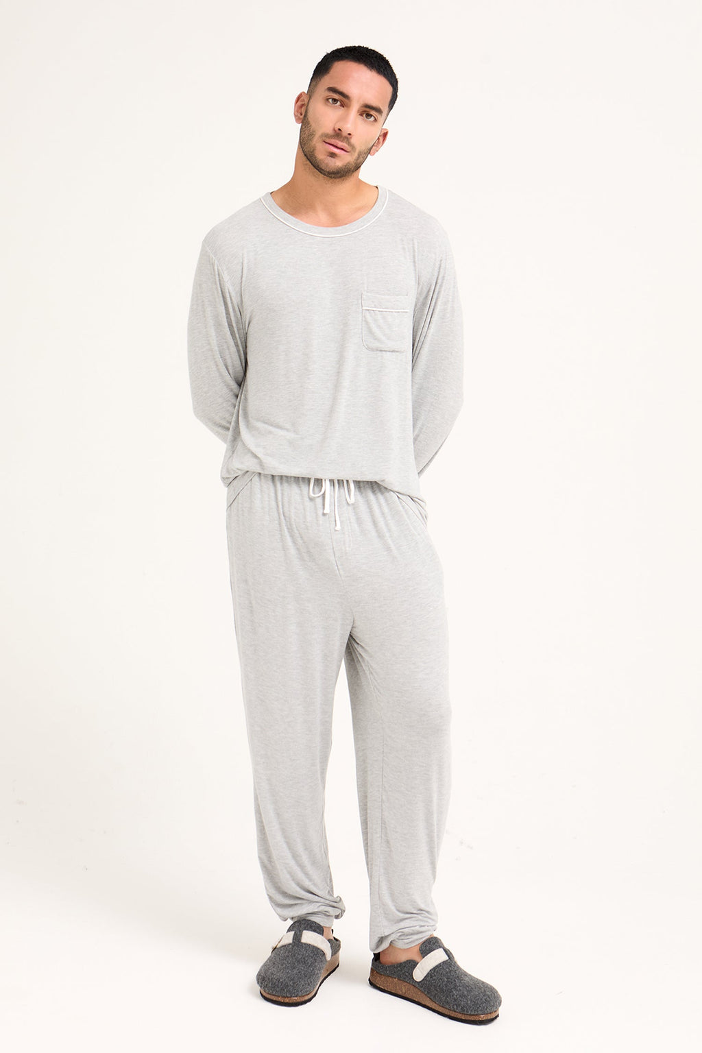 Mister You Bamboo Pyjama Set in Grey Marl