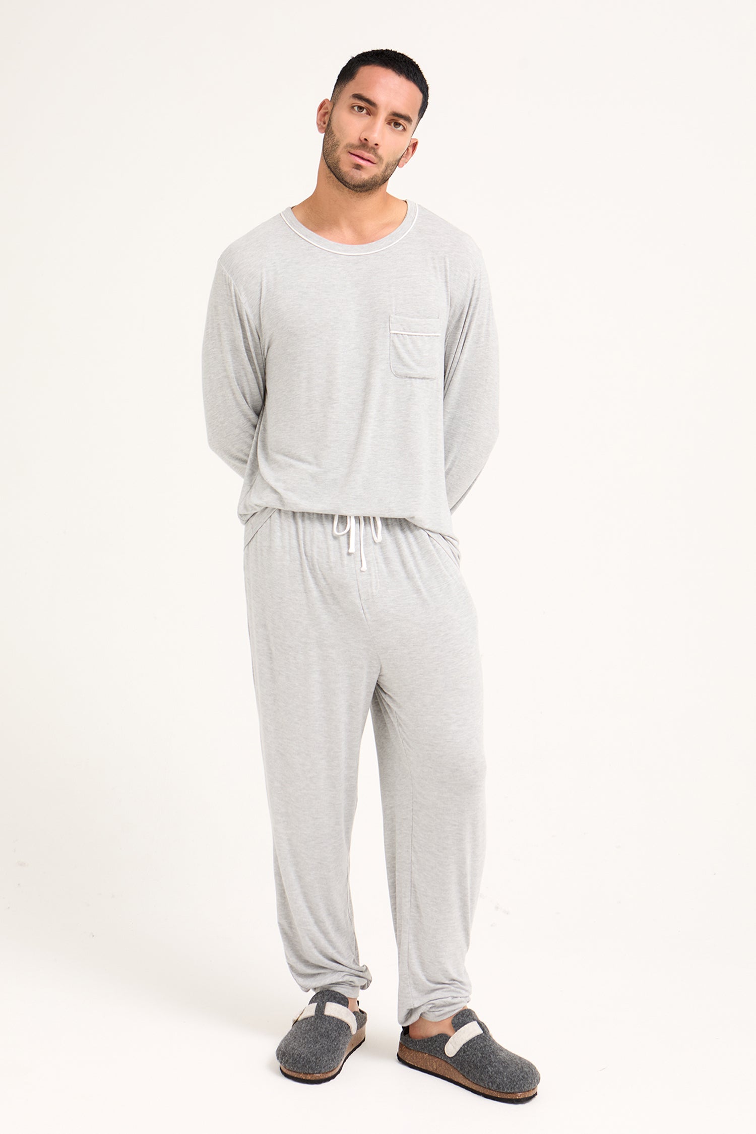 Mister You Bamboo Pyjama Set in Grey Marl