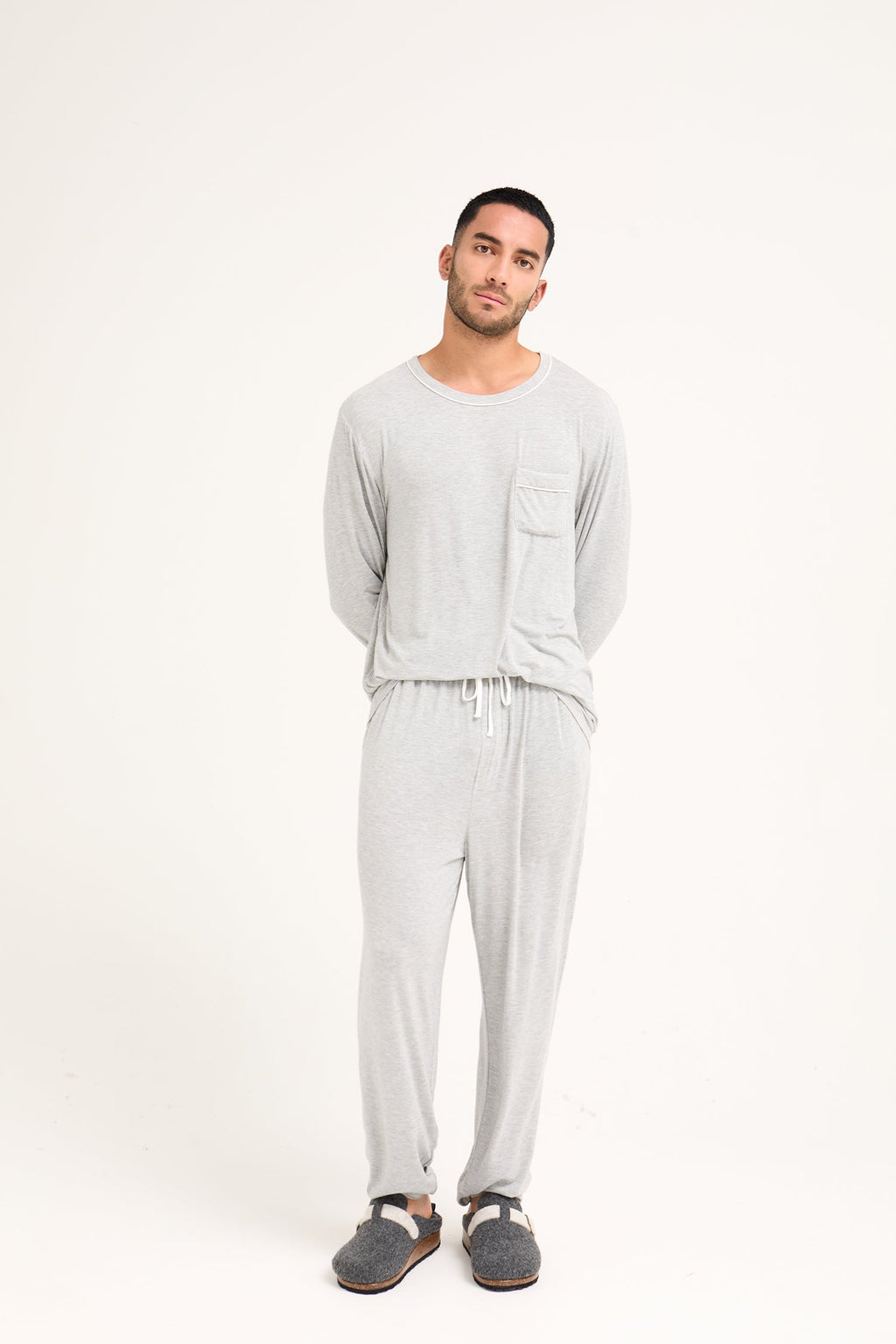 Mister You Bamboo Pyjama Set in Grey Marl