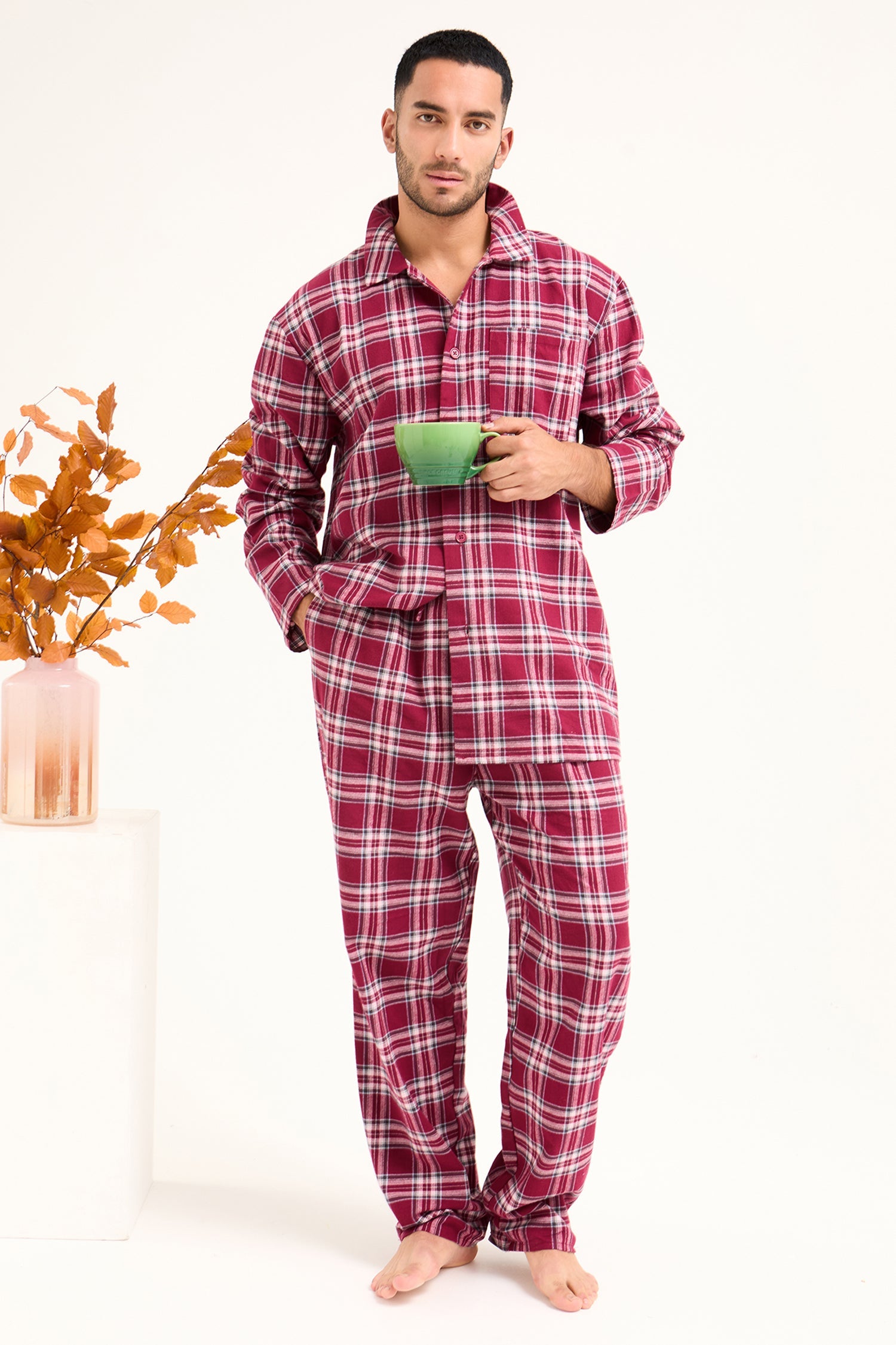 Mister You Plaid Pyjamas in Bordeaux