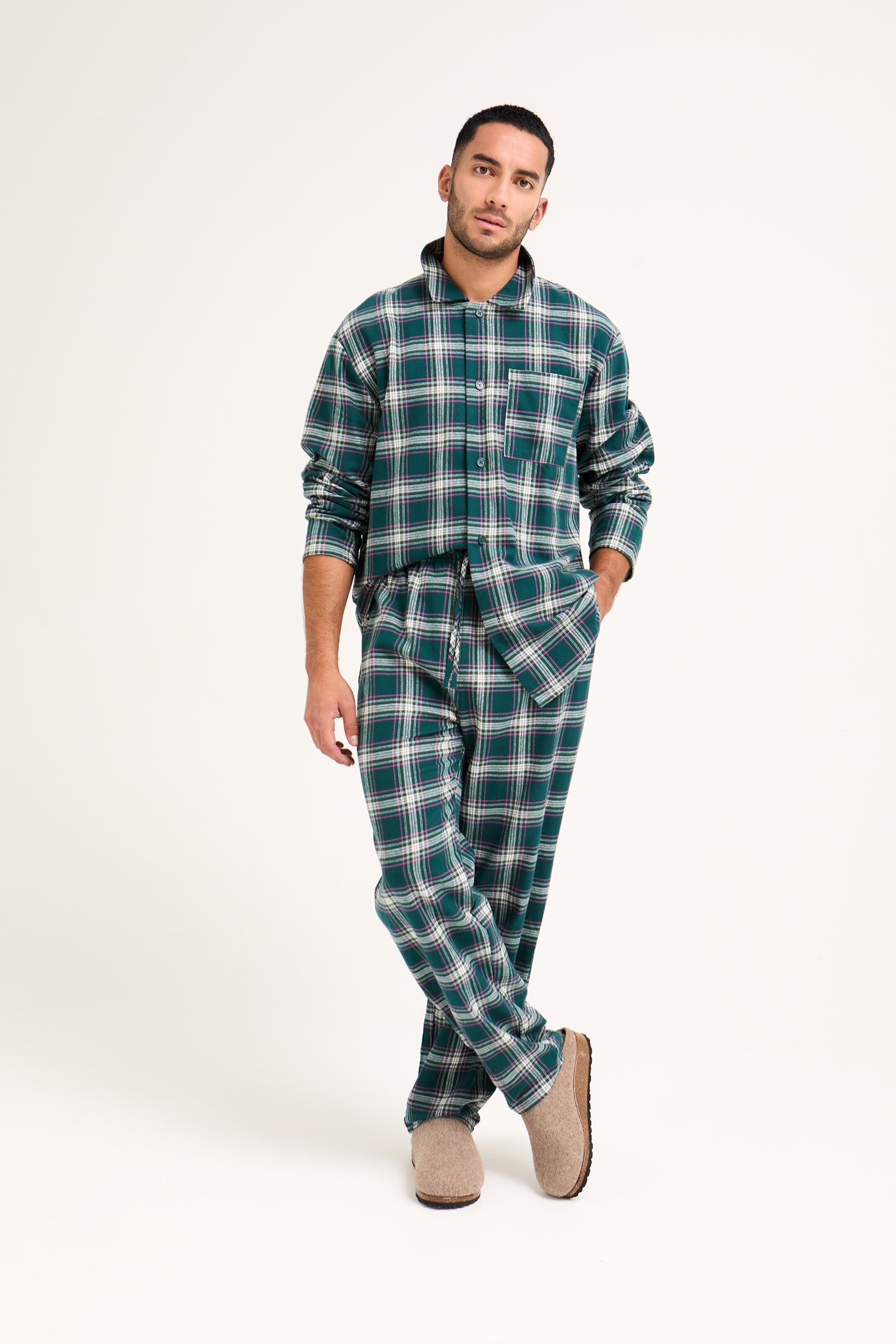 Mister You Plaid Pyjama Set in Green