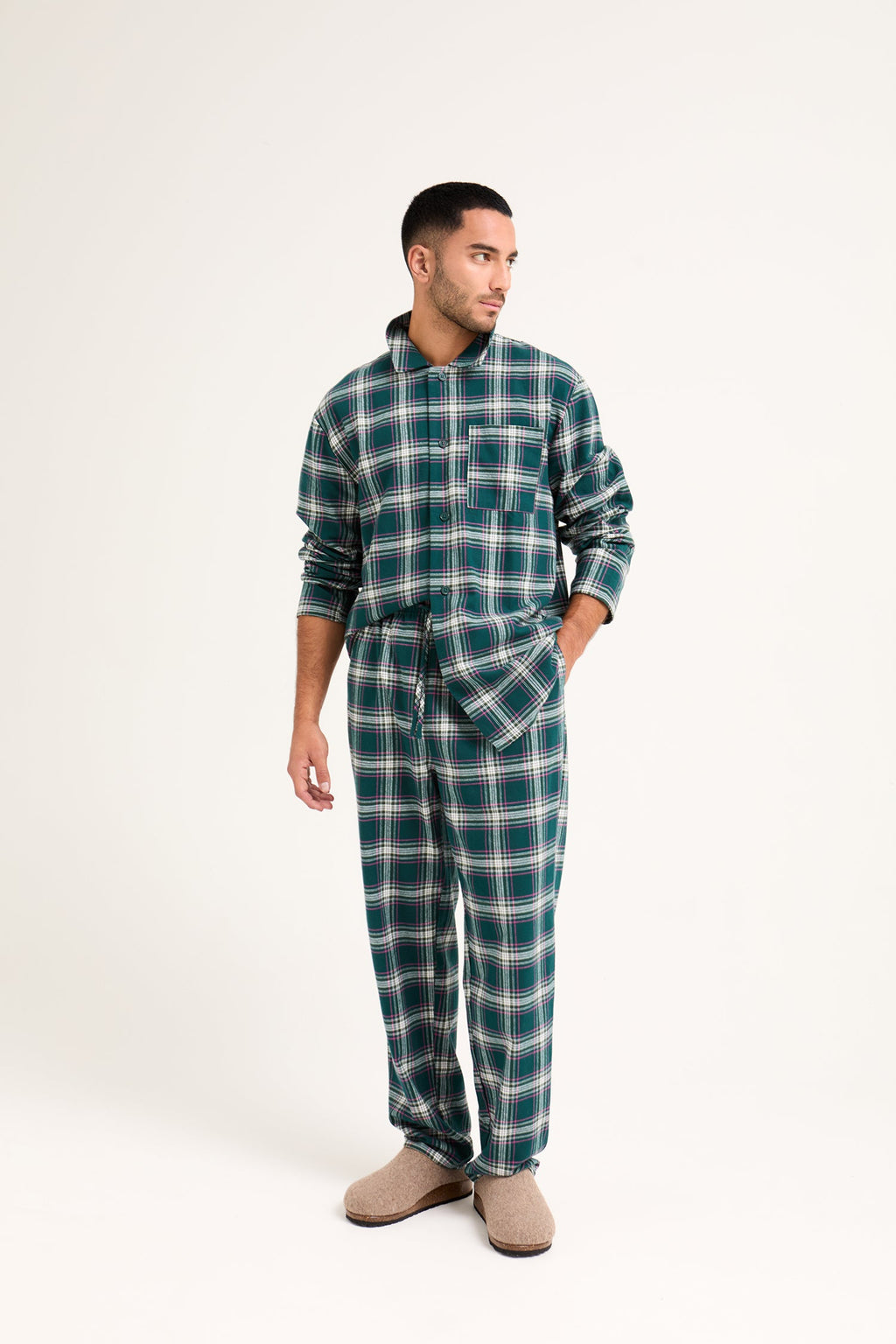 Mister You Plaid Pyjama Set in Green