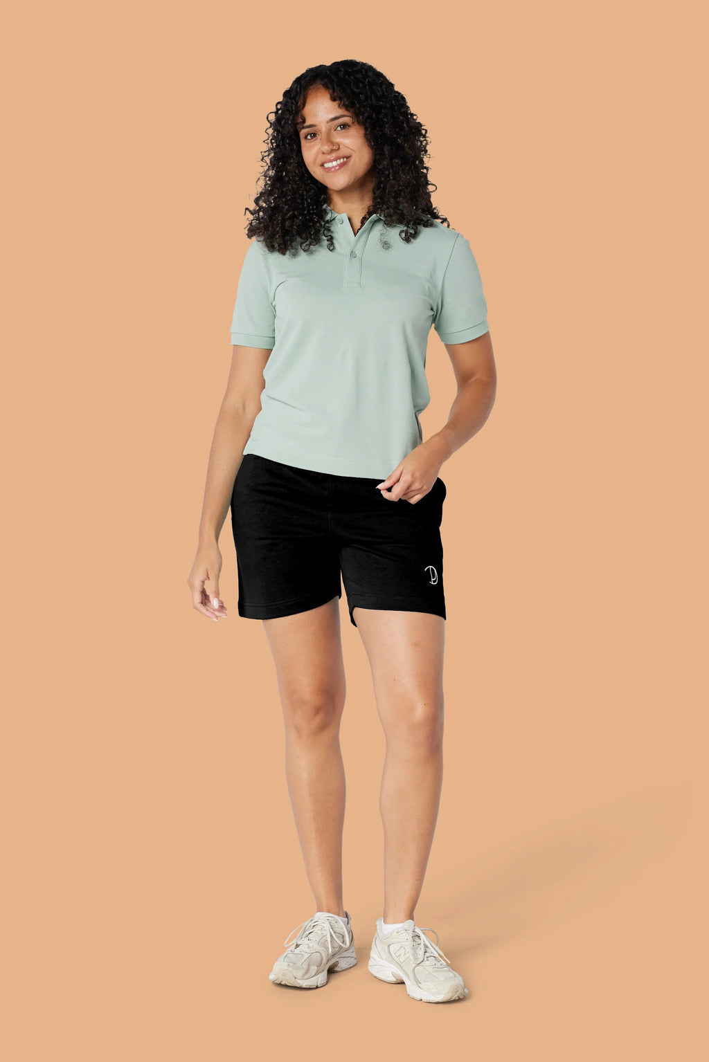 Embroidered P Shorts in Black