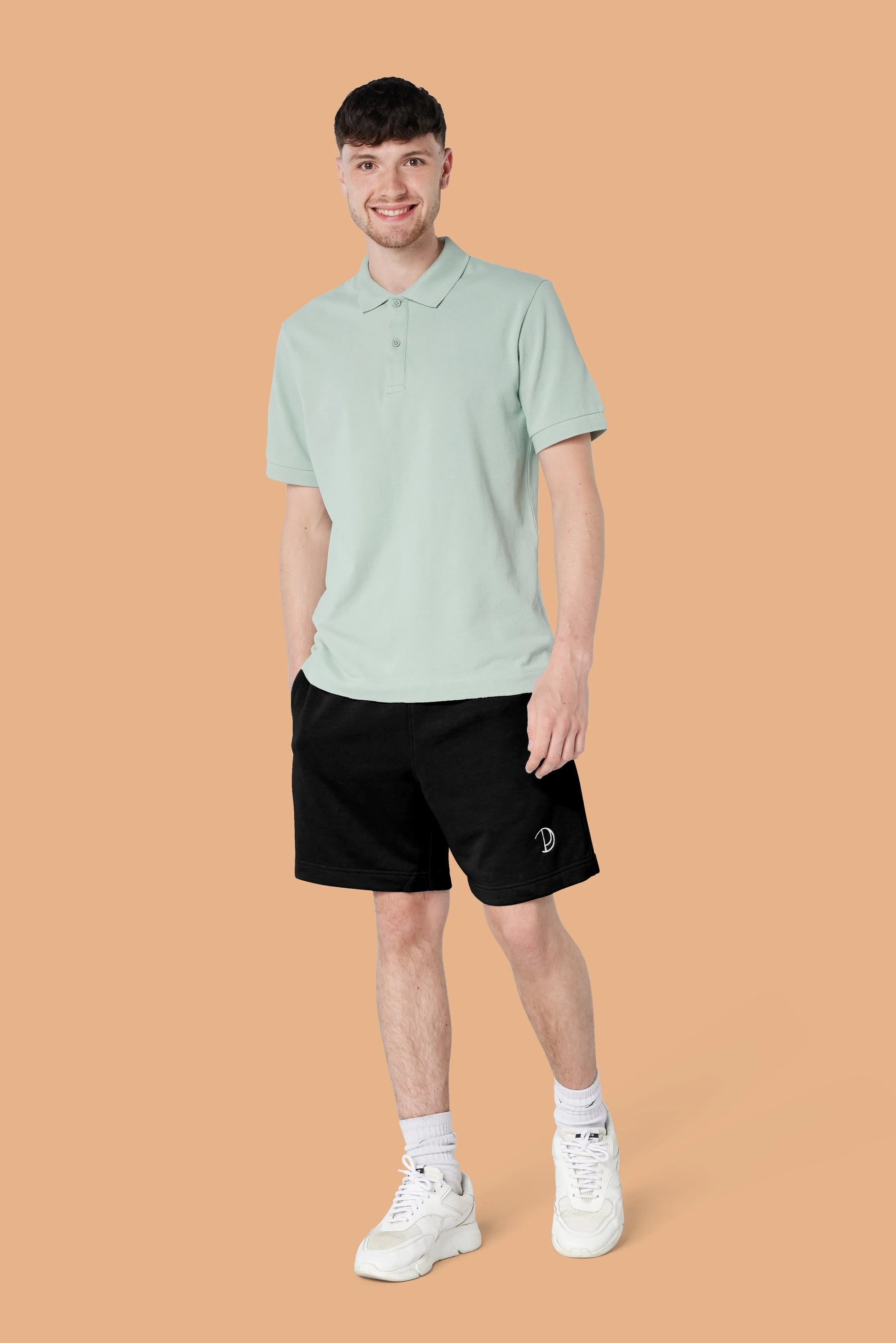 Embroidered P Shorts in Black