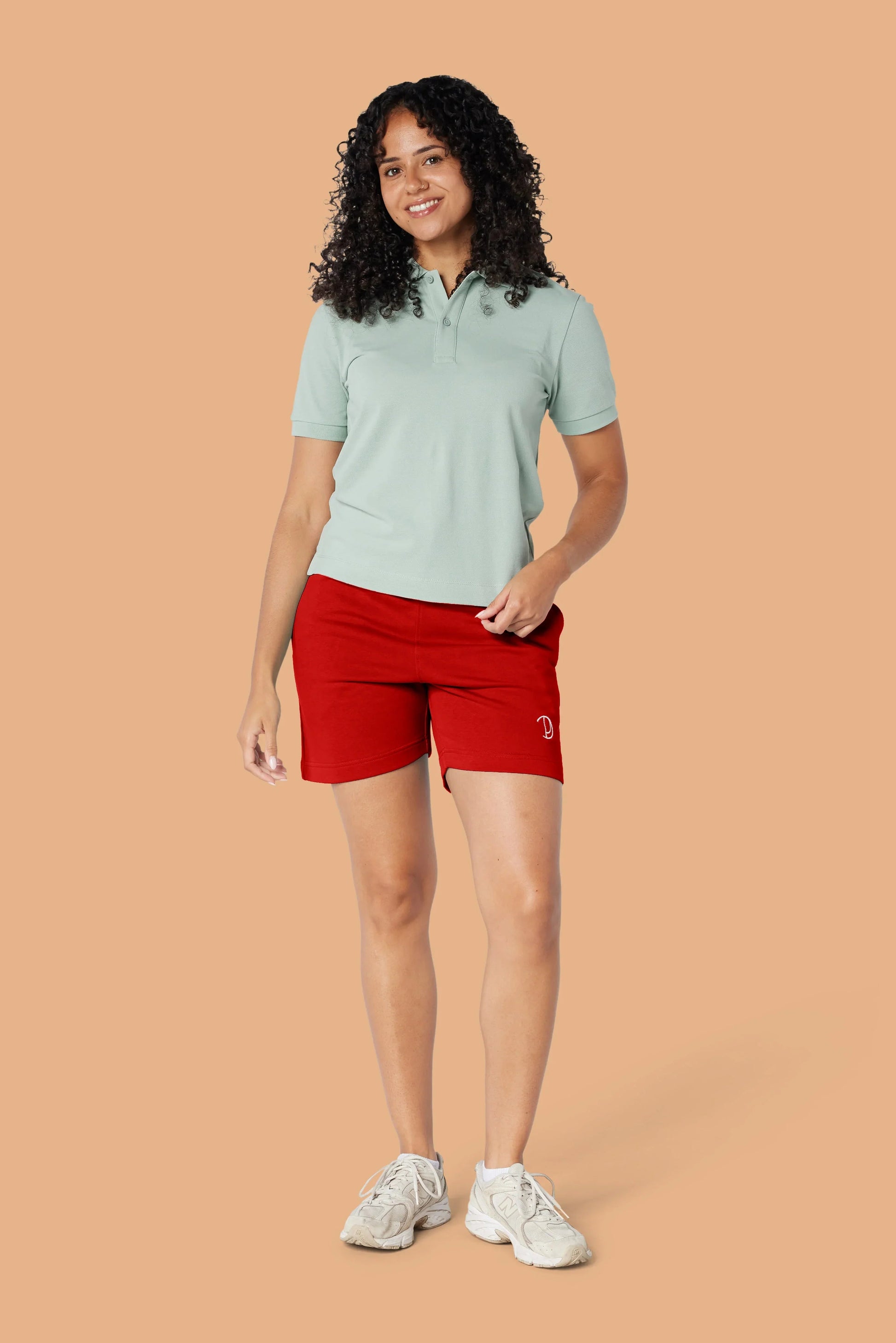 Embroidered P Shorts in Red