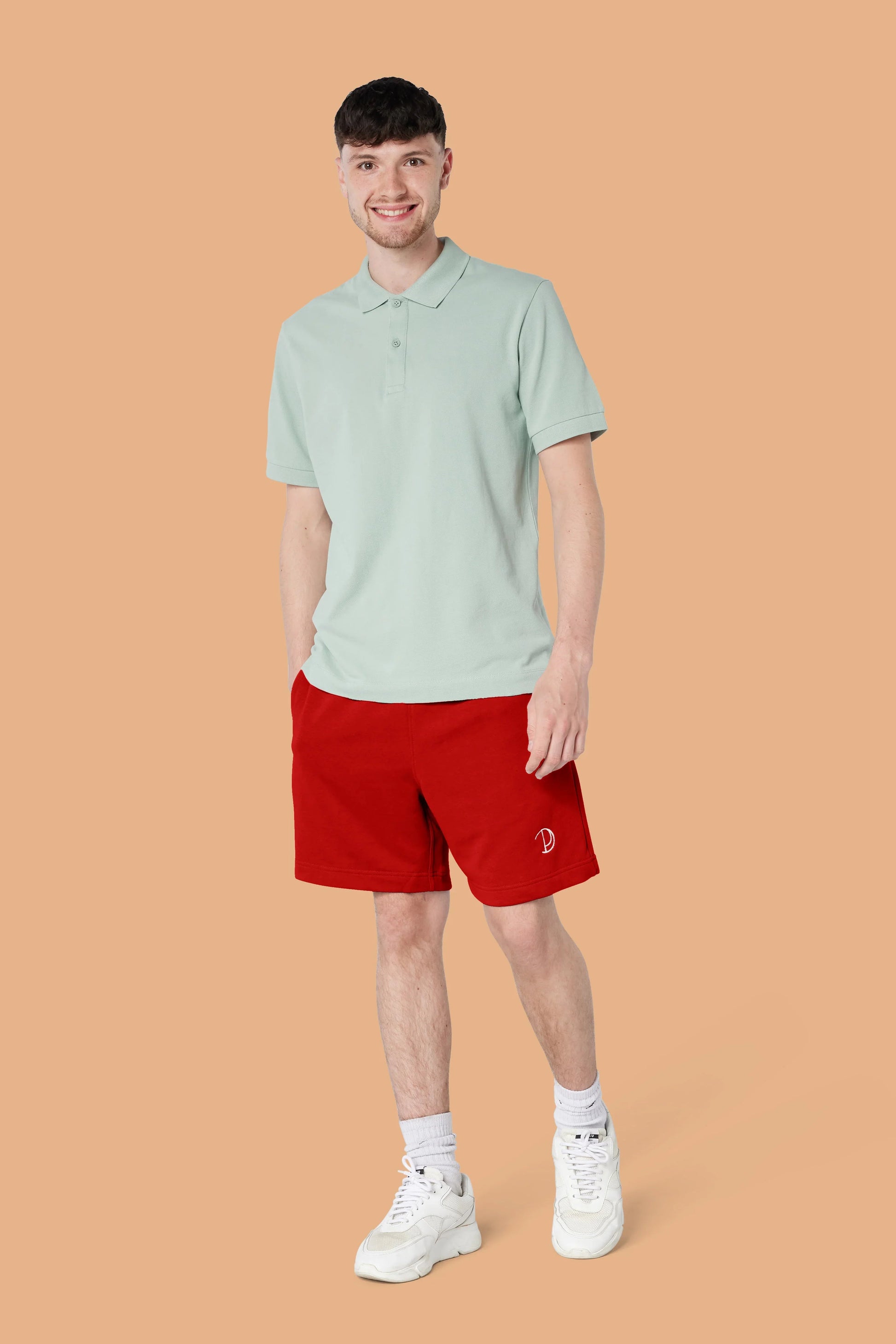 Embroidered P Shorts in Red