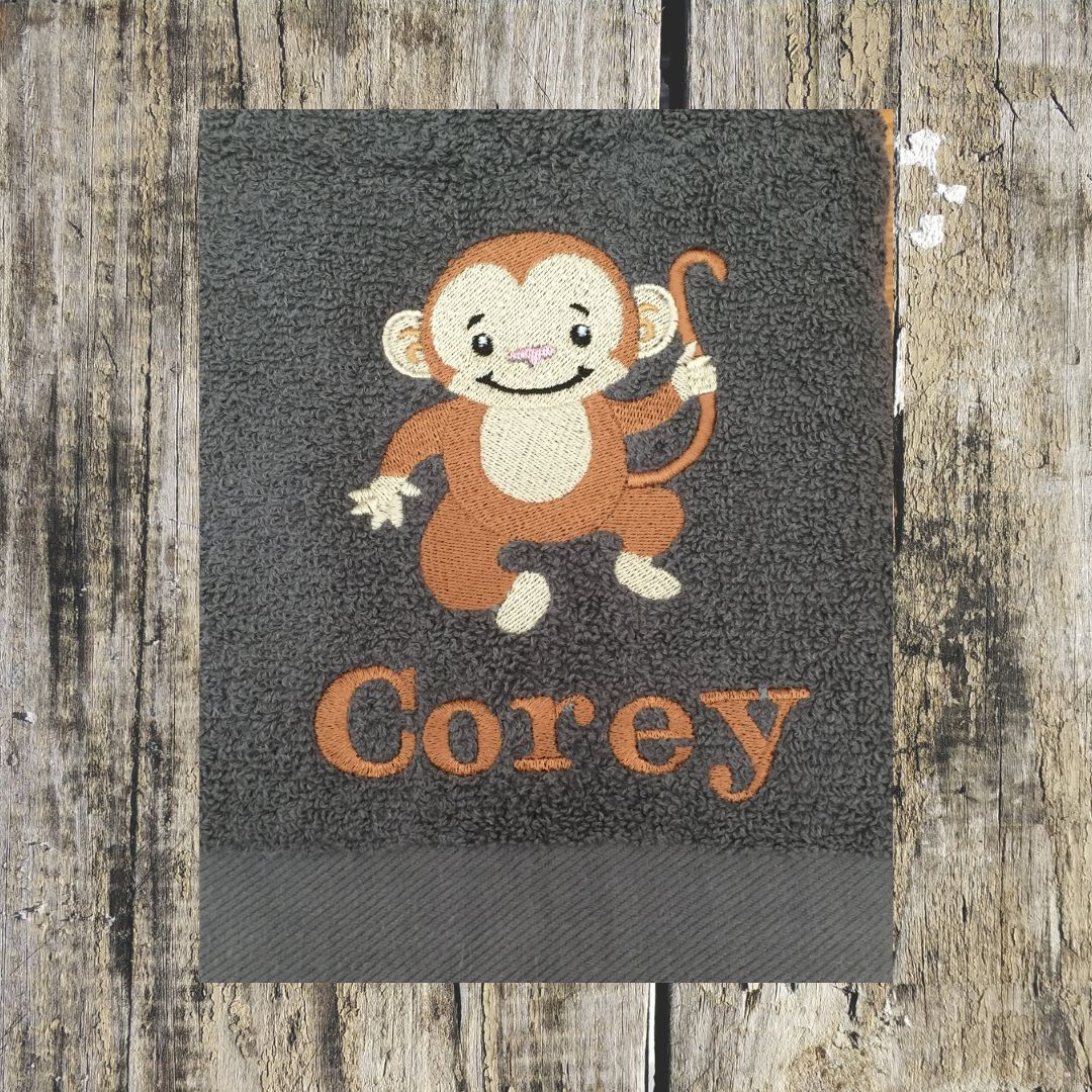 Monkey Personalised Towels in Soft Cotton
