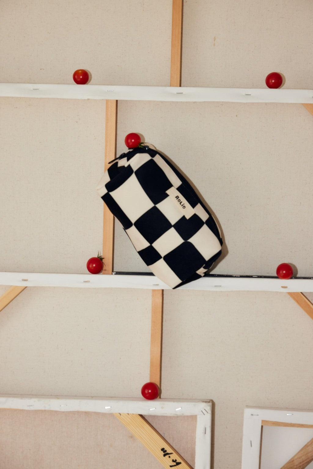 Mono Printed Wash Bag in Black and White