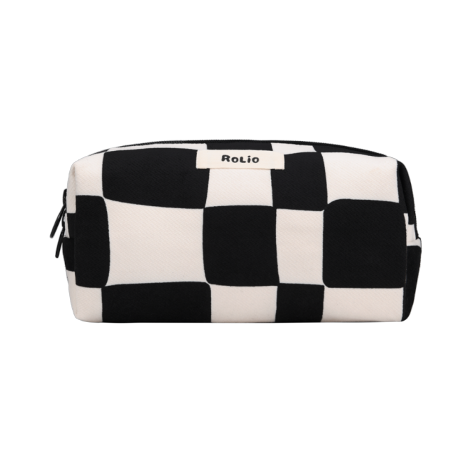 Mono Printed Wash Bag in Black and White